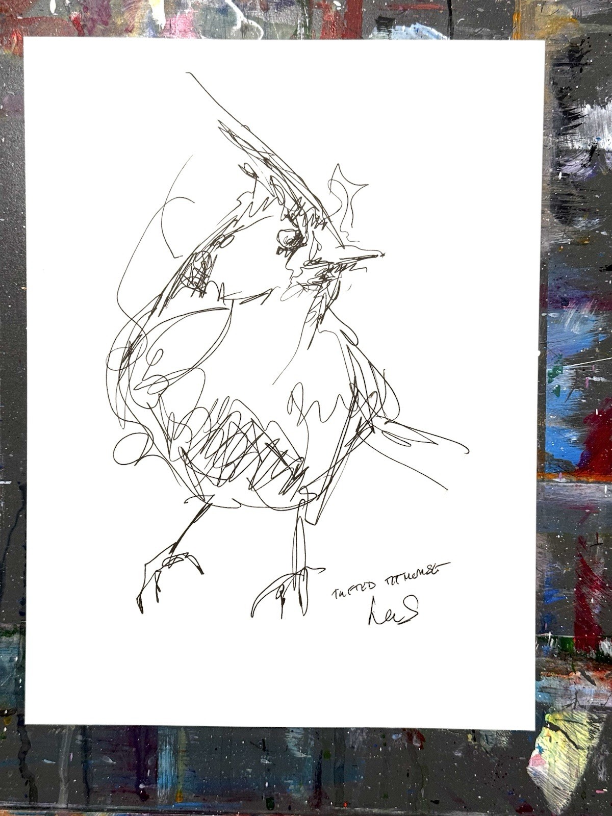 Original Abstract Expressive 9X12 Paper Pen and Ink Bird Handmade Signed 12