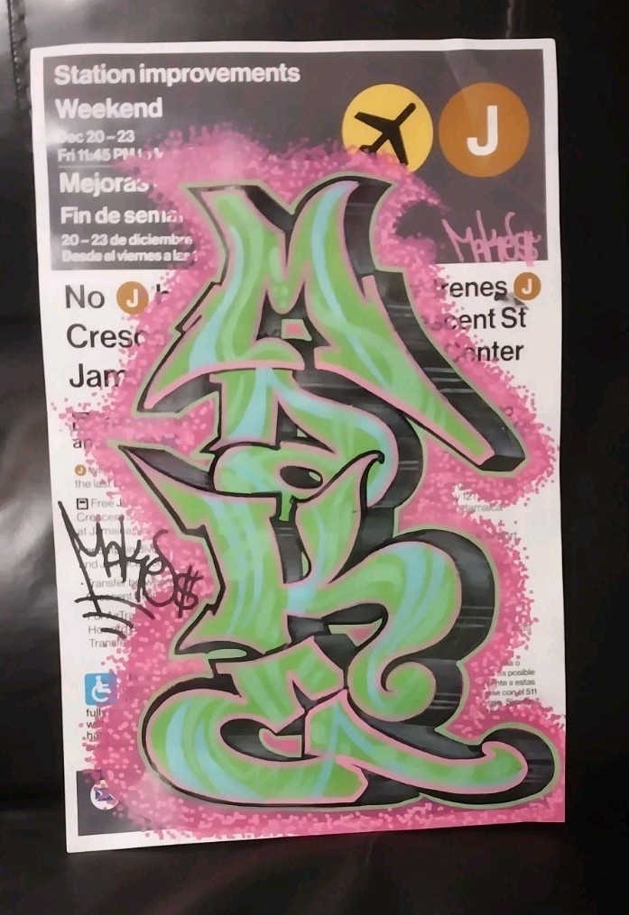 Subway sign Graffiti – New York 6 Train – 11 x 17 Inches – Original