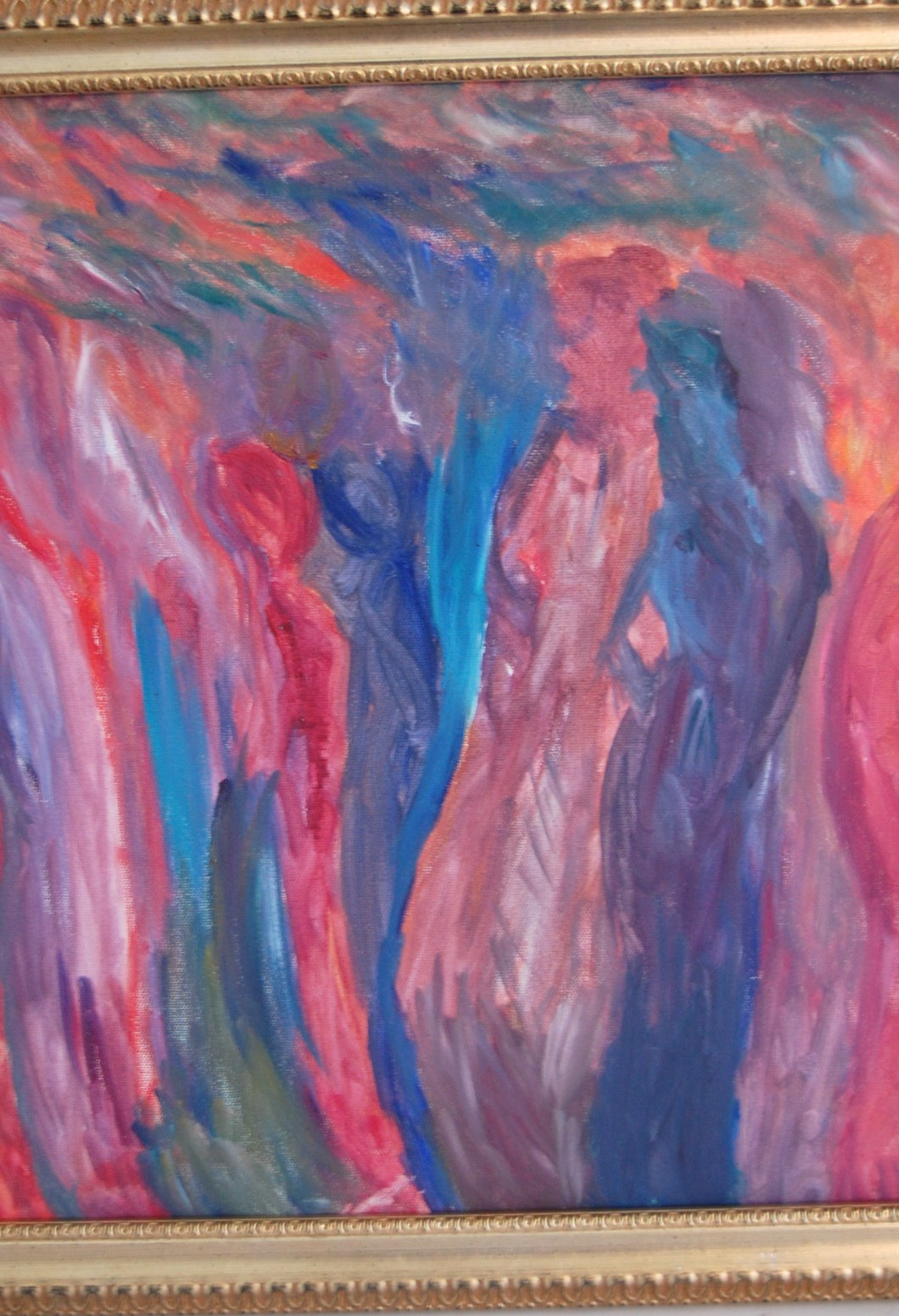 Vtg Framed Original Multicolor Surrealist Abstract Acrylic Oil Painting 20X16