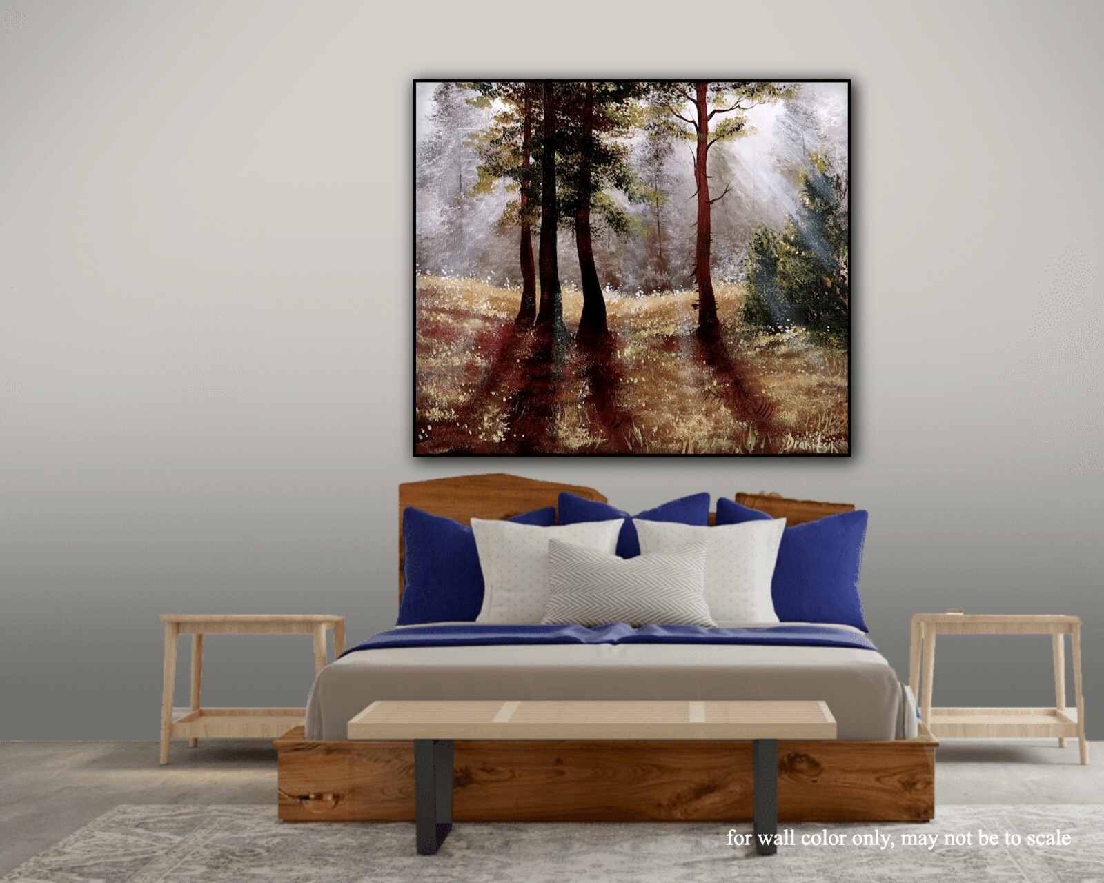Original Acrylic Landscape Painting 12×14″ PINE TREES IN SUNLIGHT Wall Art