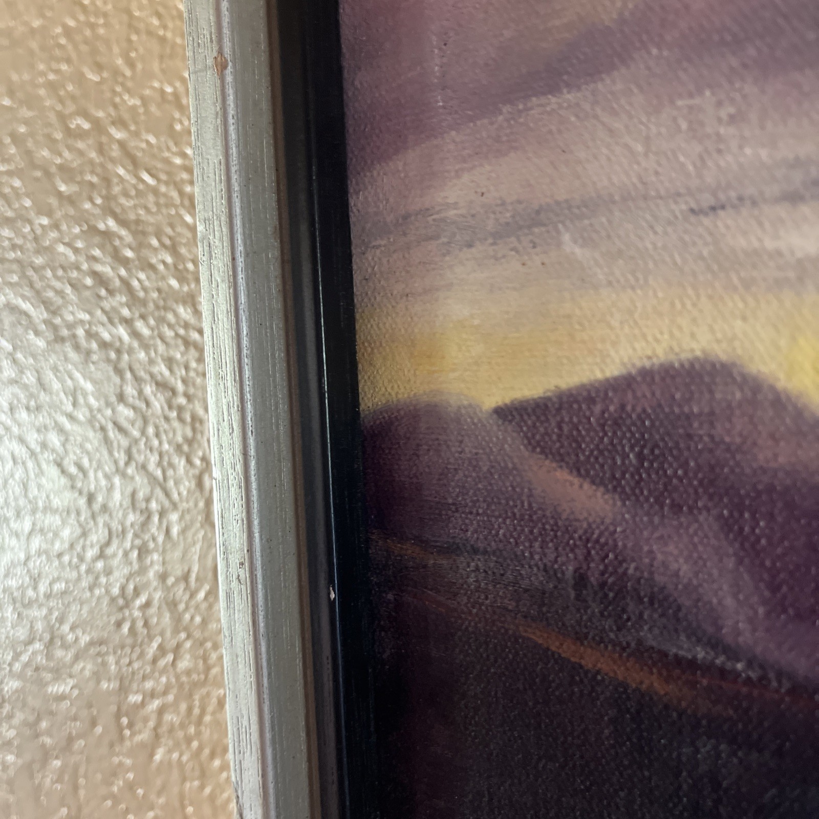 Vintage Original Oil On Canvas Signed Western Desert 25.5×191/4×2 W/Frame