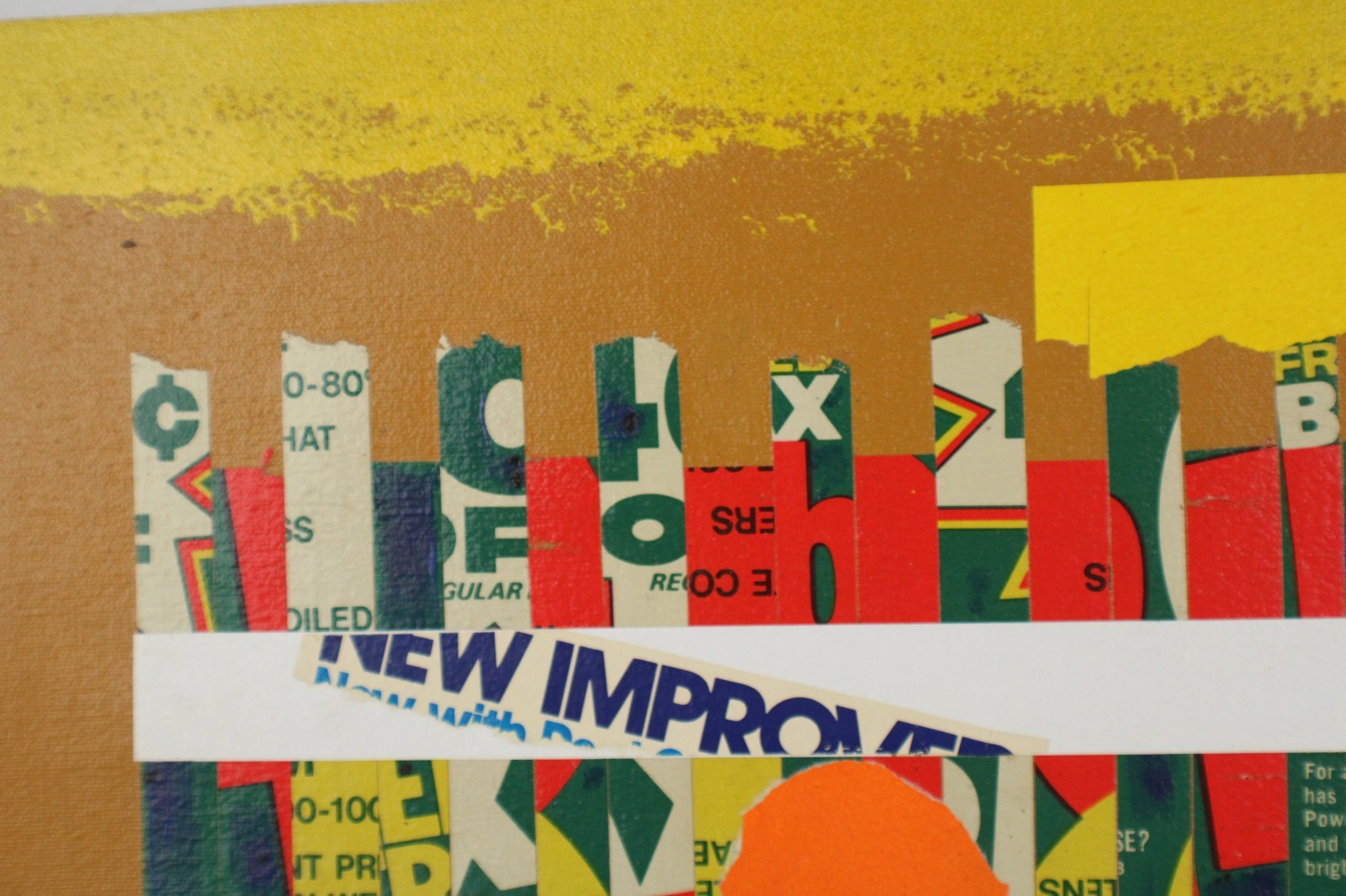 Mid Century Collage Abstract Style Oil Painting On Canvas Signed Jon Henry
