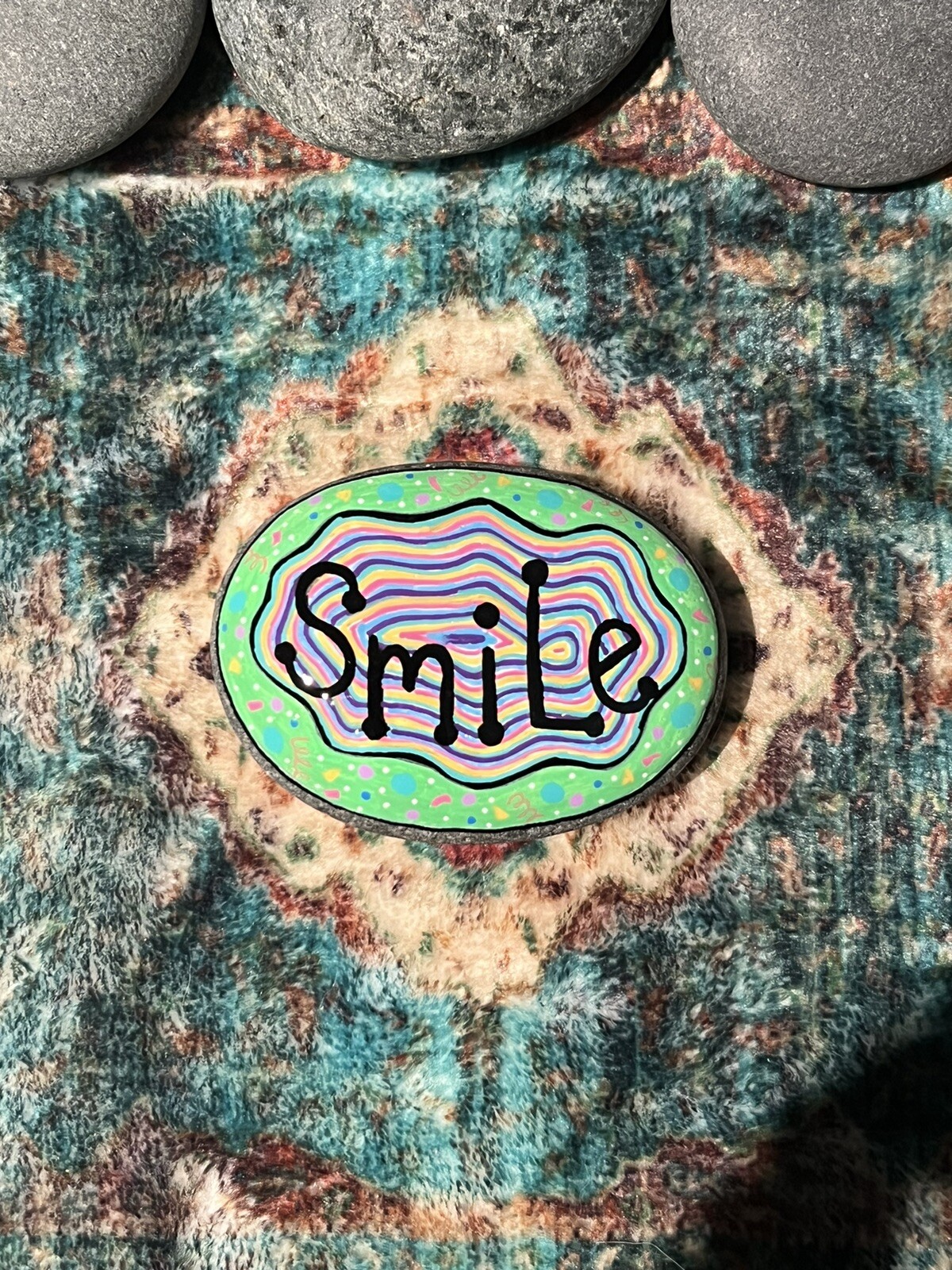 Acrylic Hand Painted Smile Rock