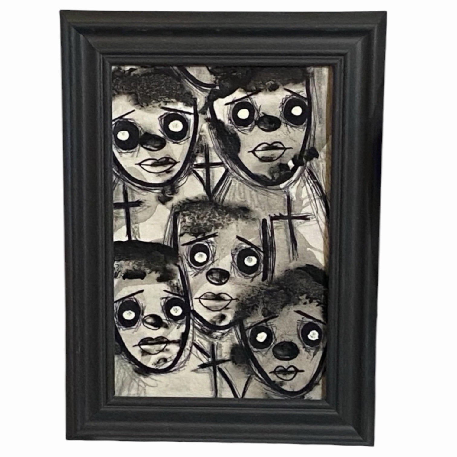 Original painting Ooak Framed Art Gothic Oddity Decor Weird Creepy Watchers #3