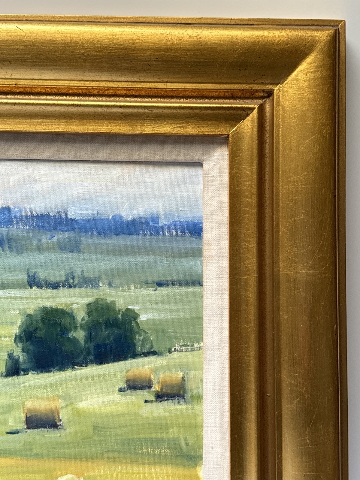 MARK GALE PAINTING IMPRESSIONIST FARM LAND HAY BAILS LANDSCAPE FAMOUS LISTED 16″