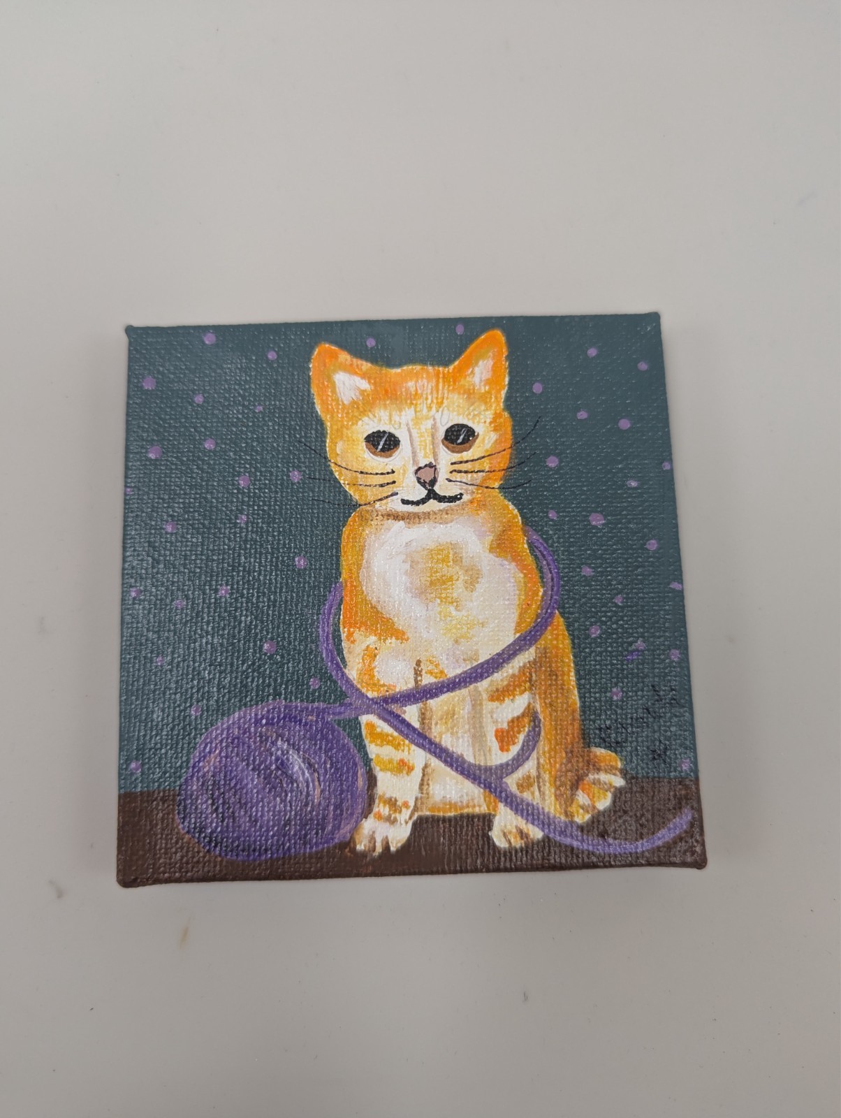 Cat #4 4in x4in x0.5in Acrylic on Canvas