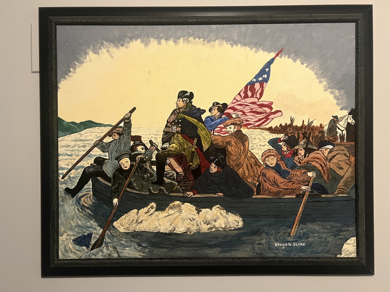 American History Oil Painting Handmade Repro “George Washington … Delaware”