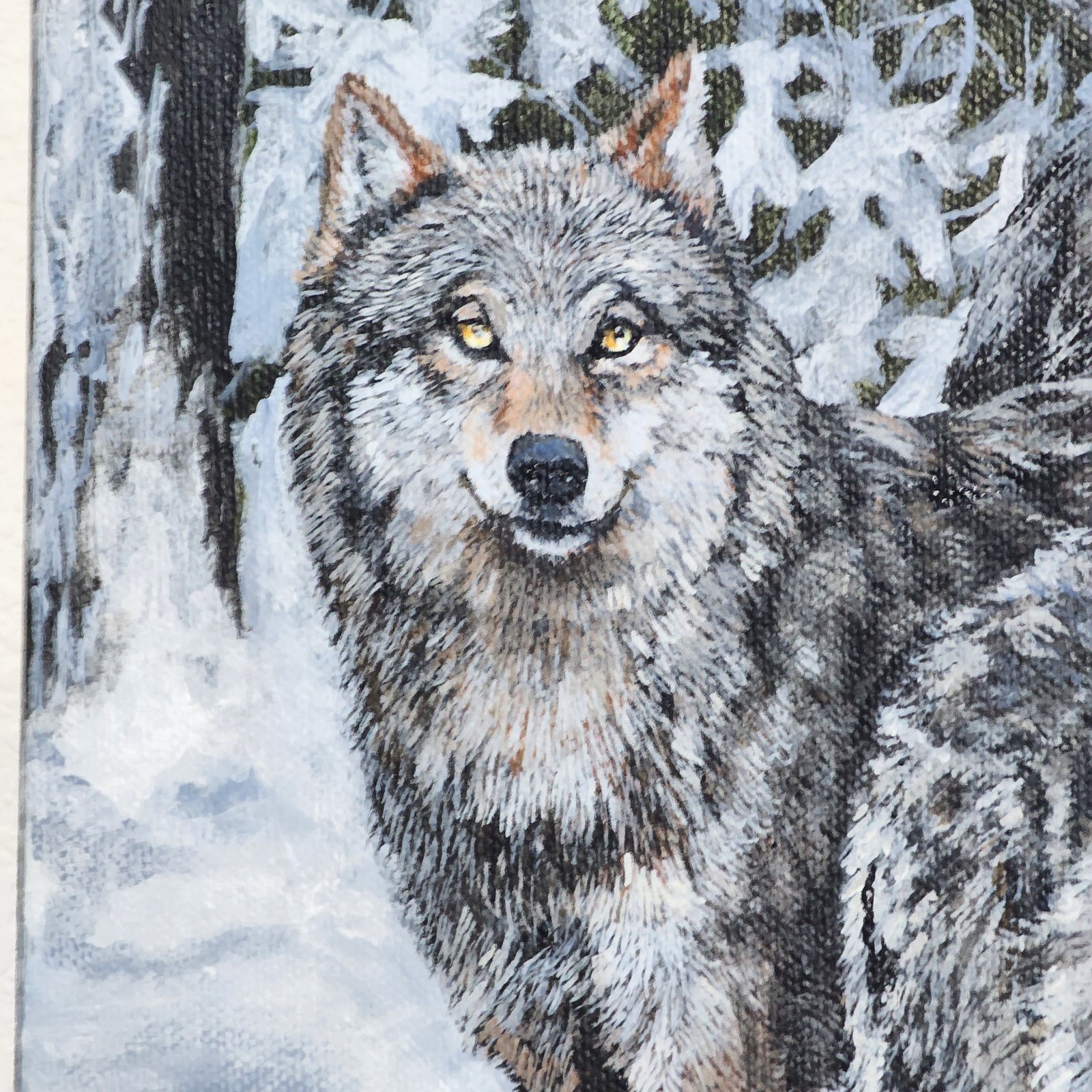 Wolves Acrylic Painting 20×24×1.5 Realistic Art Wildlife Snow Wolves Art Gifts