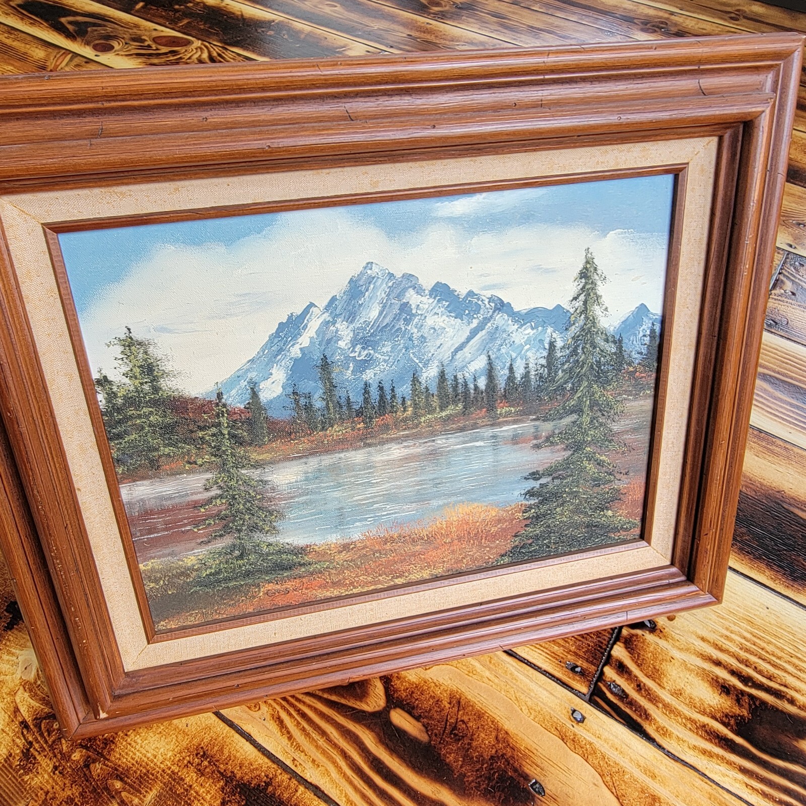 oil on canvas signed «GESEY» ? mountain Lake Scene