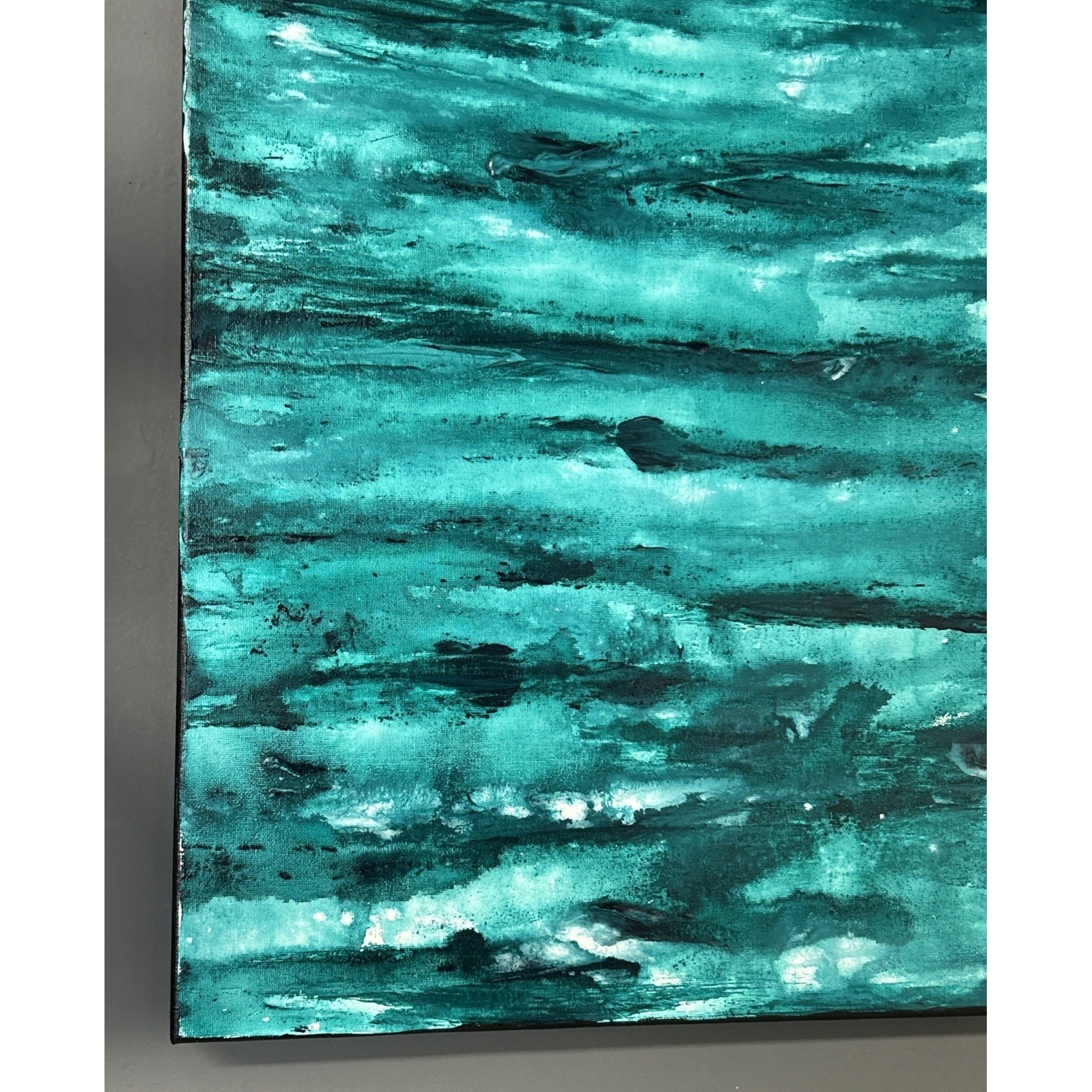 Canvas Painting 16 X 20 Acrylic Hand Painted Green Signed Titled Tranquility