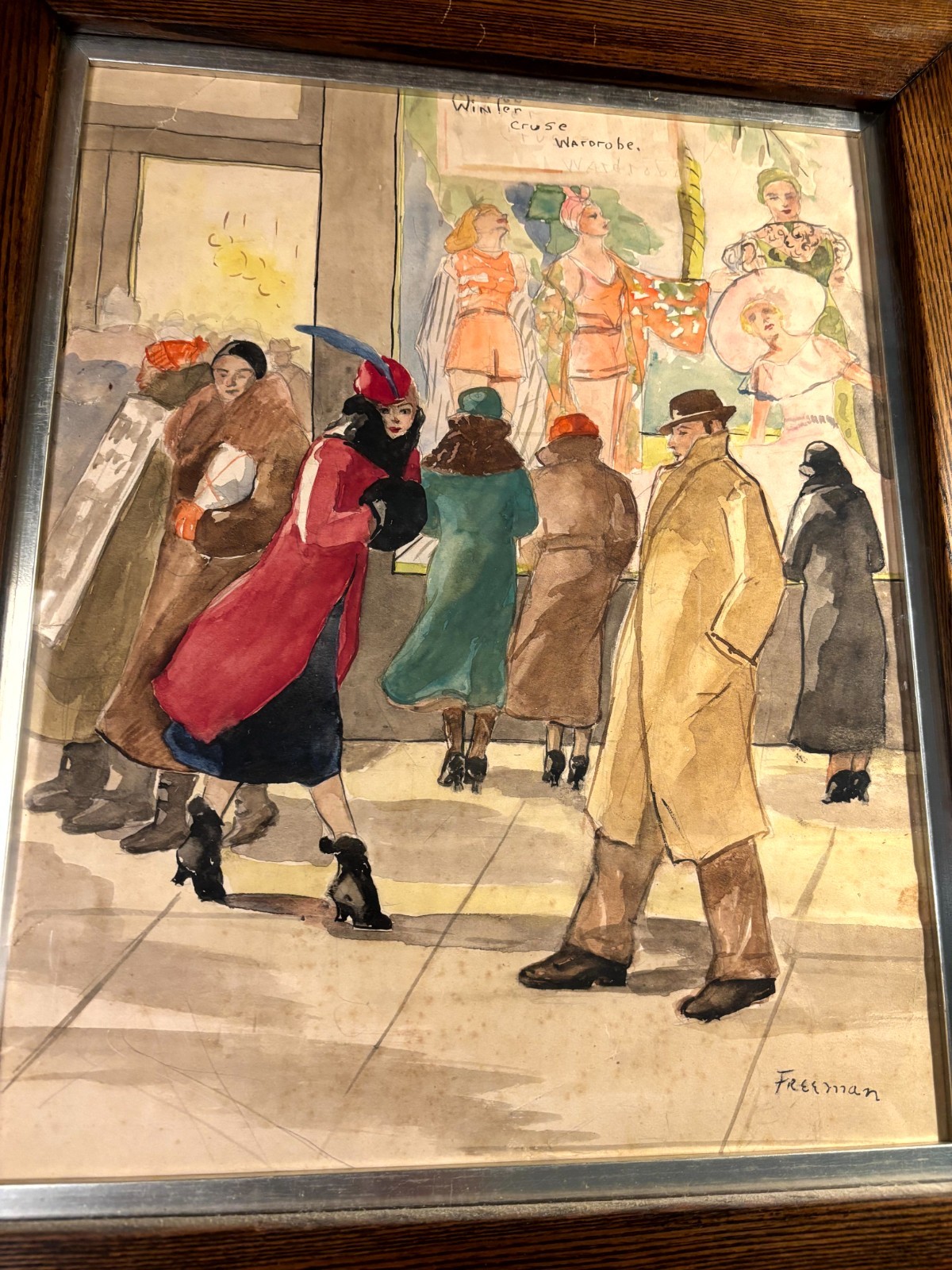 Don Freeman Very Rare Original Signed Illustration Art Painting 40s NYC Street