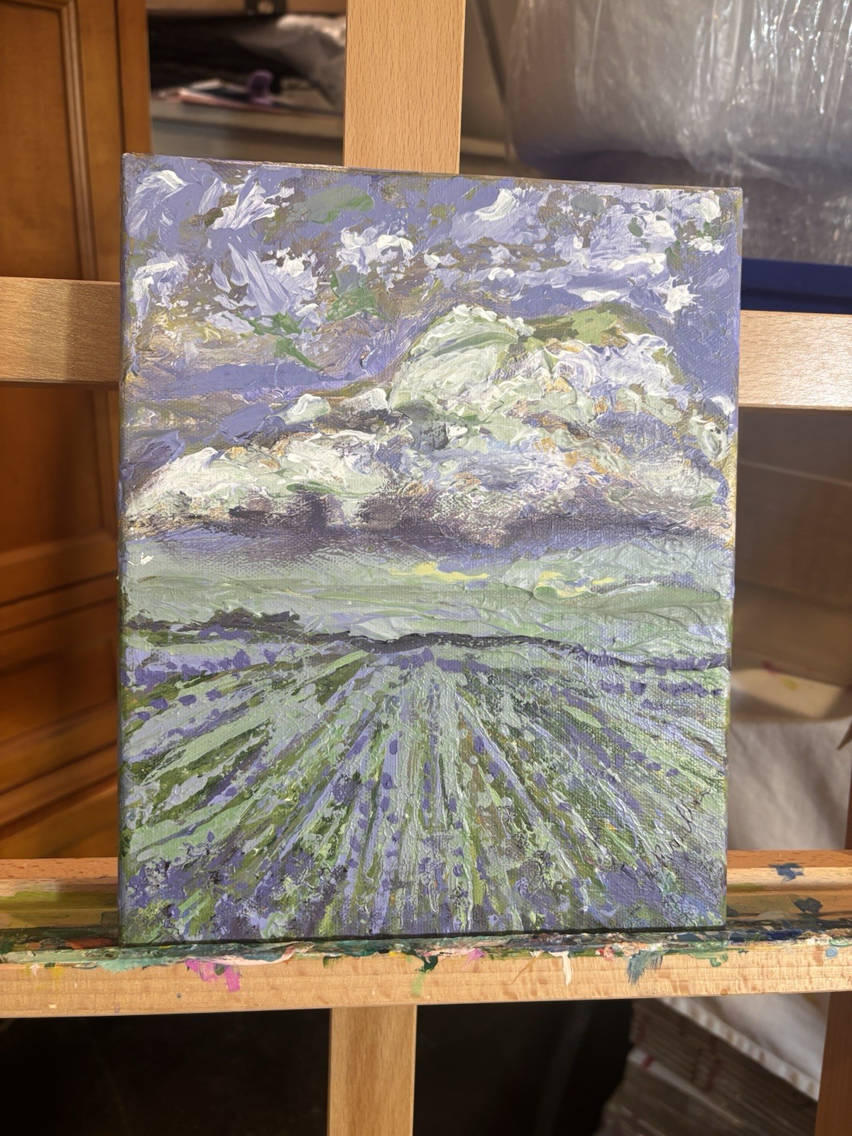 Lavender Landscape 11×14 Abstract Impression Original Art Canvas, One Of A Kind