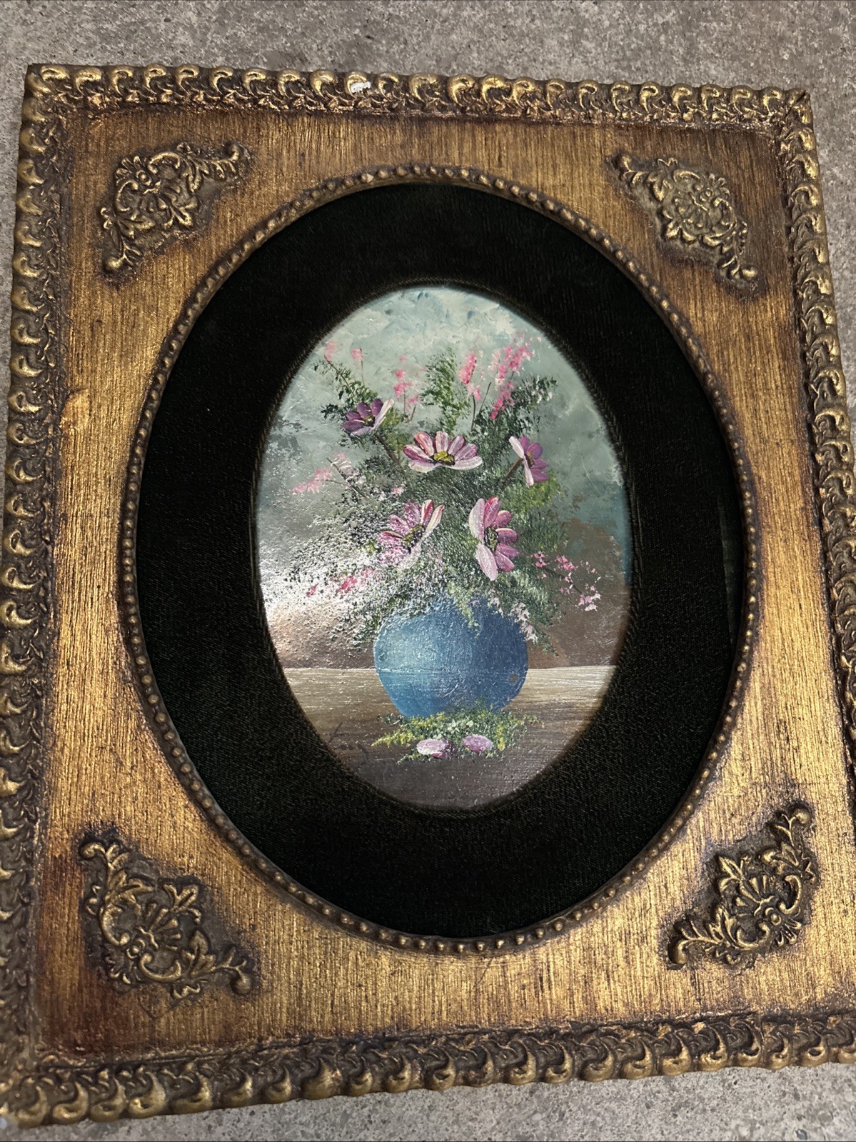 Original Martinez MCM Oil On Board Floral Still Life Framed 12 1/2″ X 10 1/2″