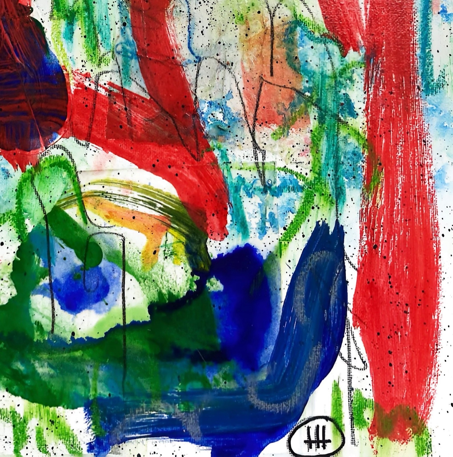 Original Colorful Abstract 12×16 Canvas Acrylic Painting, Holly Hammond