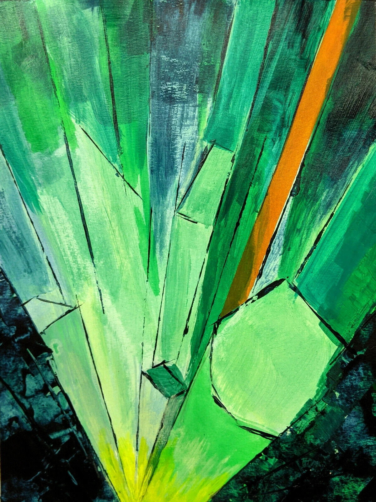Original Art Abstract Acrylic Painting 9×12 on Art Paper. ‘Jungle Prism’
