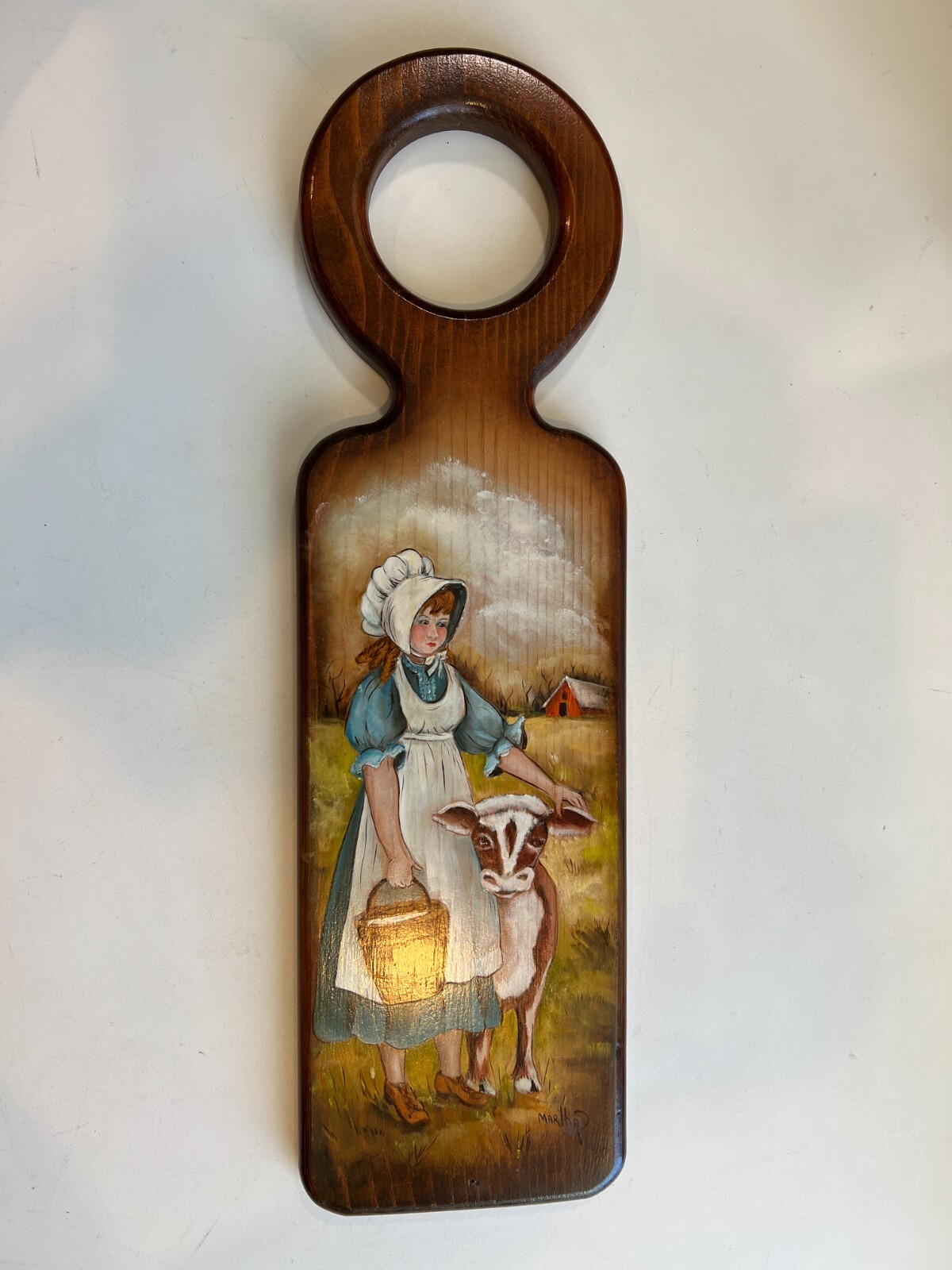 Martha Original Oil Painting on Wood for Wall Hanging, Signed, 6 1/4″ x 22″