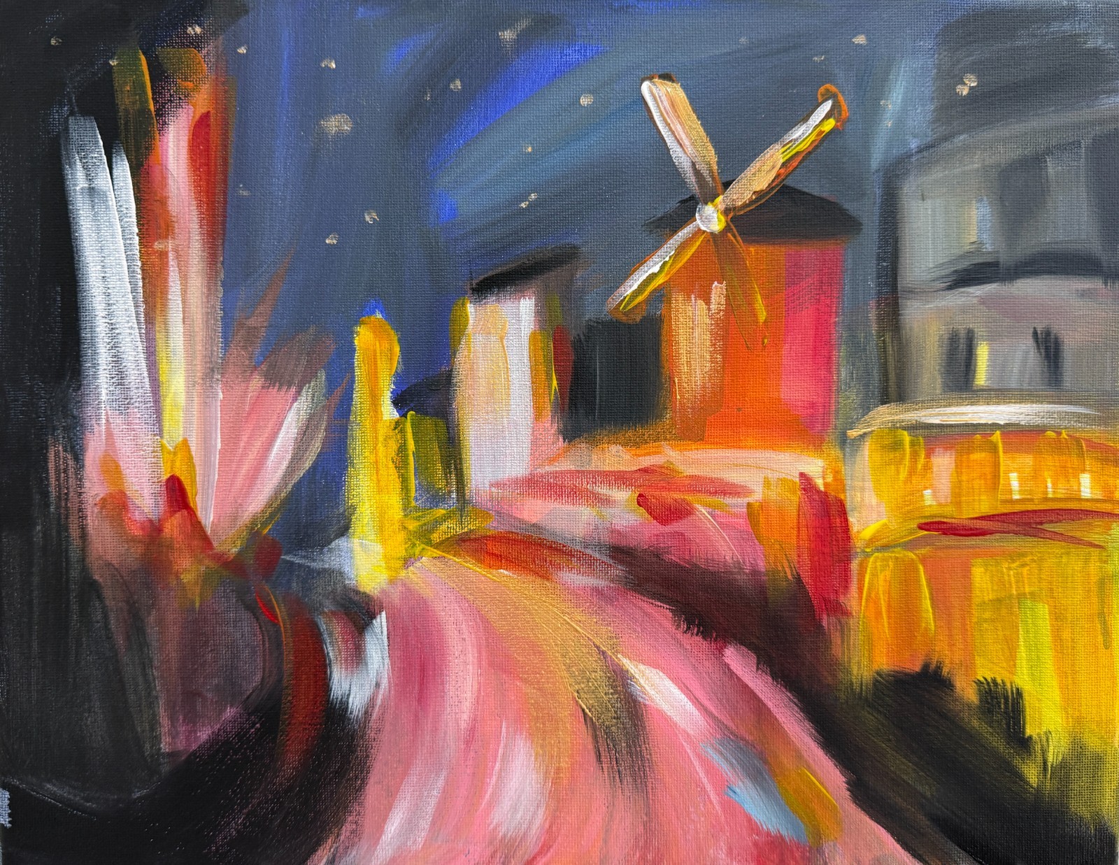 MOULIN ROUGE GOLD ACCENTS 14×11 MODERN PARIS ART COLLECTIBLE INTERIOR DESIGN