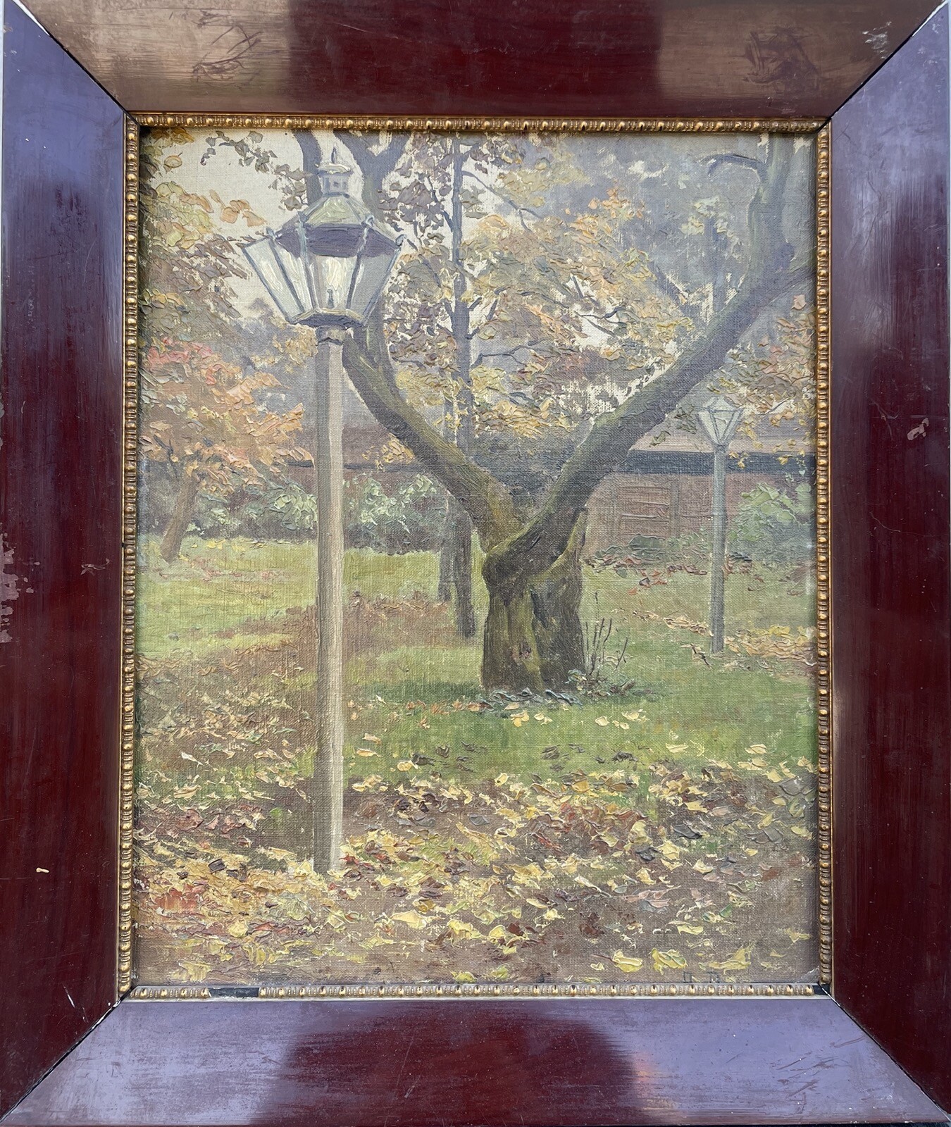 Impressionist Autumn Park Landscape Trees Lanterns Berlin Schöneberg