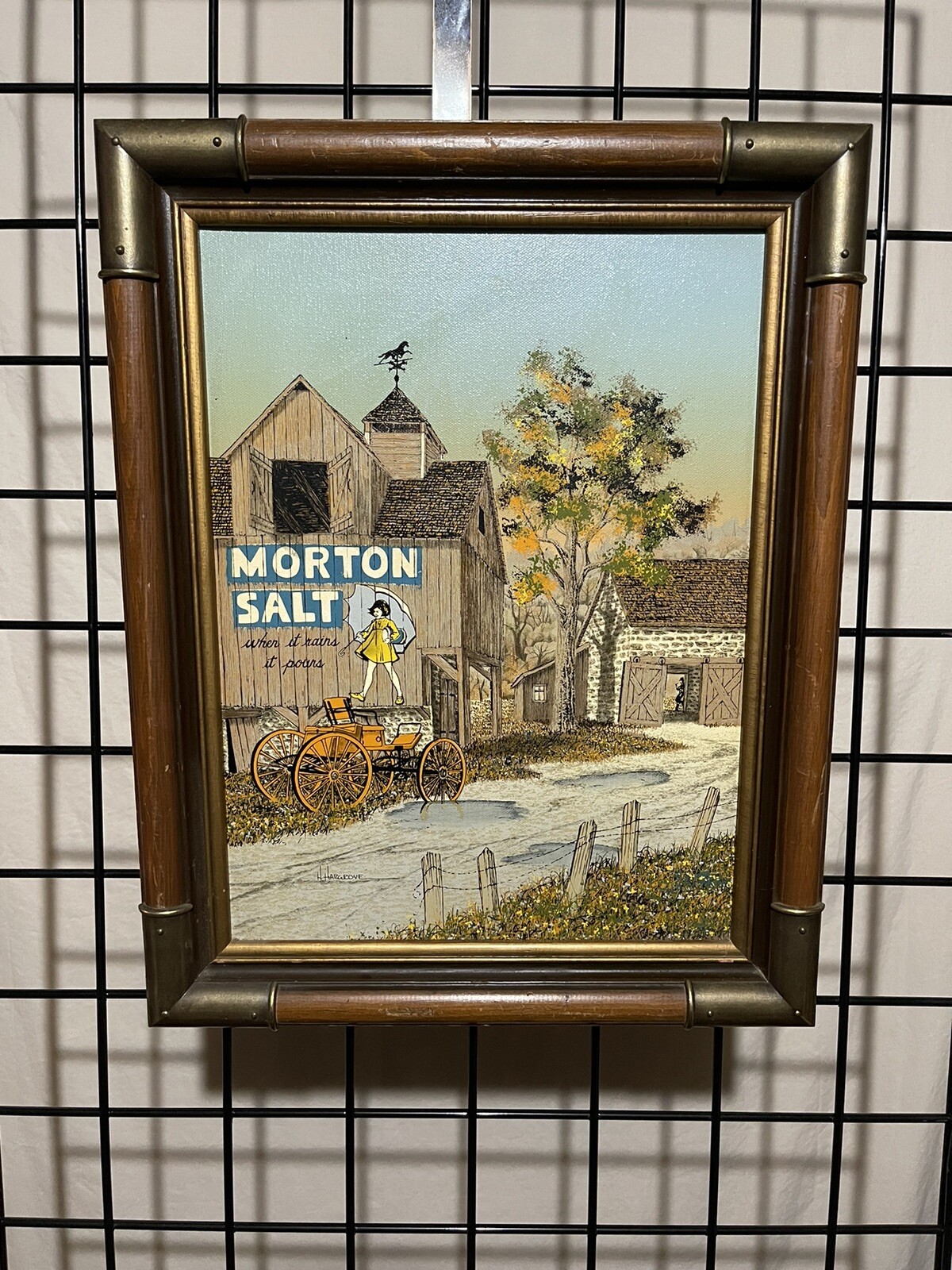 Vintage H. Hargrove Framed Giclée Painting Morton Salt Barn