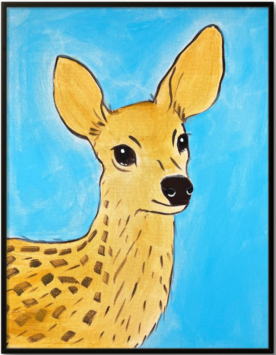 Fawn Baby Deer Original Acrylic Painting Woodland Wildlife Art 11×14 Sienna Gold