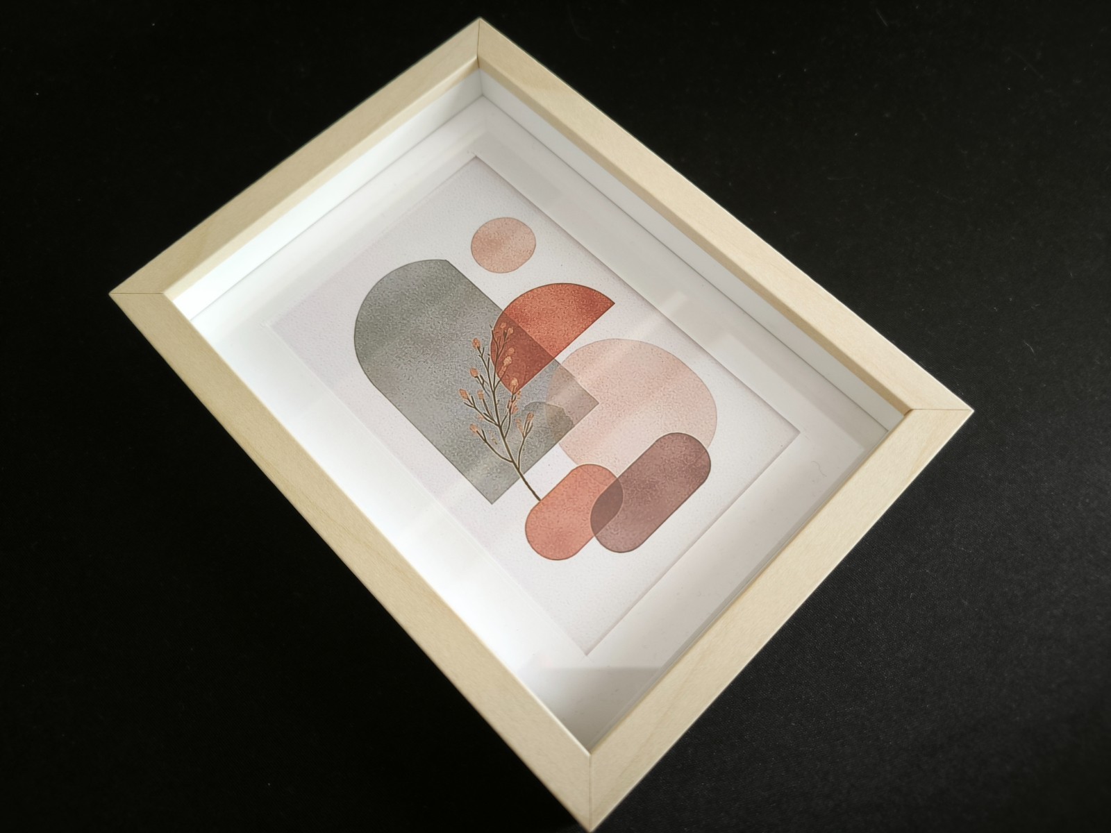 Minimalist Boho Art In A Wooden Painting Frame 13x18x3cm