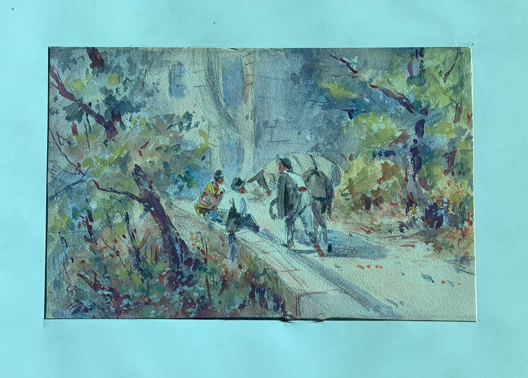 French Impressionist Watercolor College Rollin Paris France 1900 Painting School
