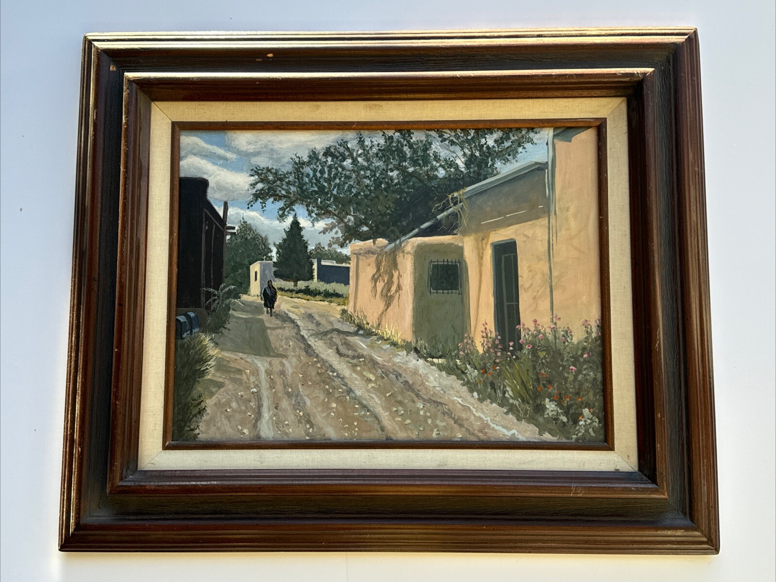 TONY EUBANKS PAINTING INDIAN VILLAGE NATIVE AMERICAN LANDSCAPE PUEBLO HOMES OIL