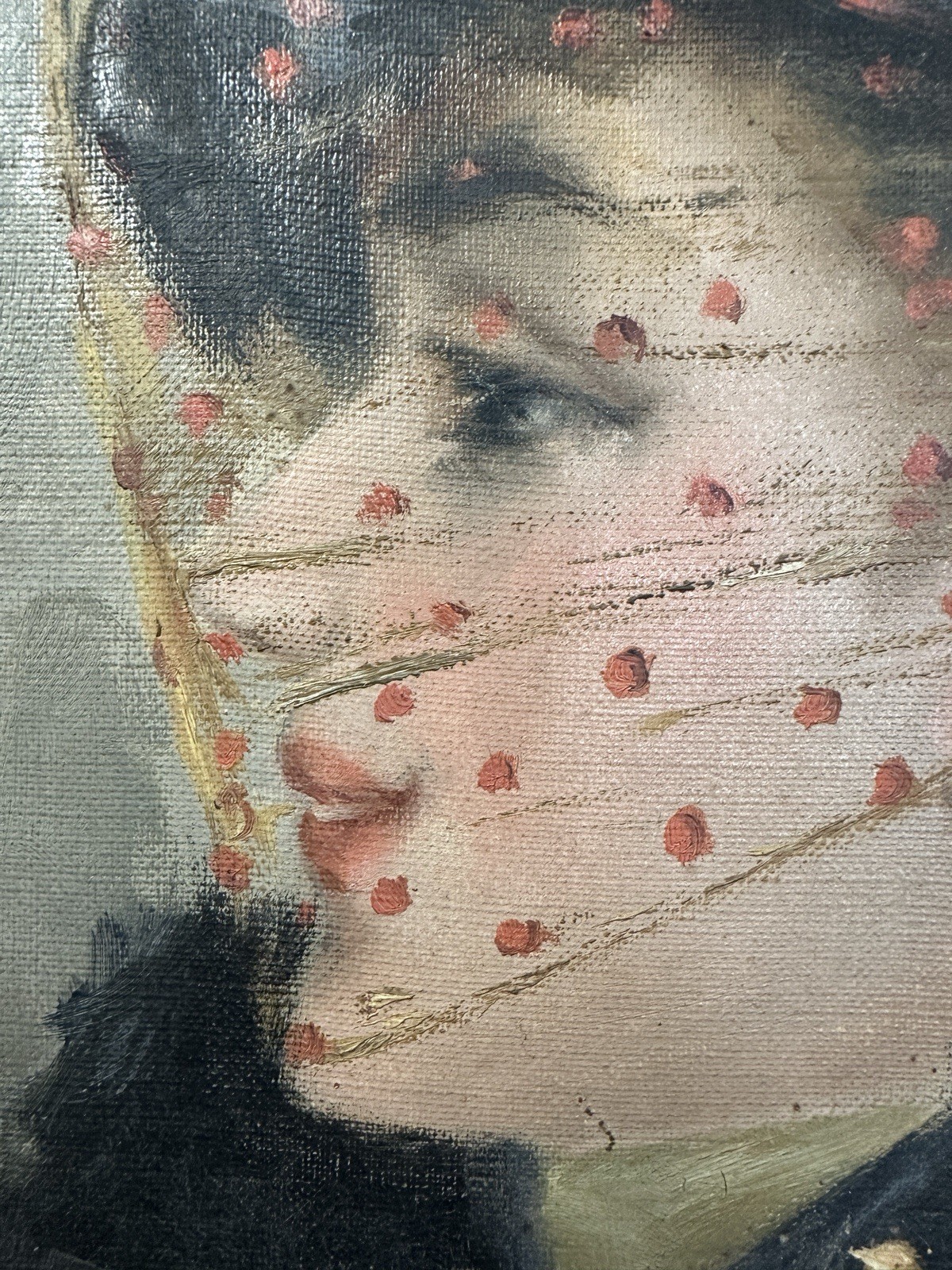 Oil On Canvas: Elegant By Veil c. 1890-1900 Belle Epoque Impressionism