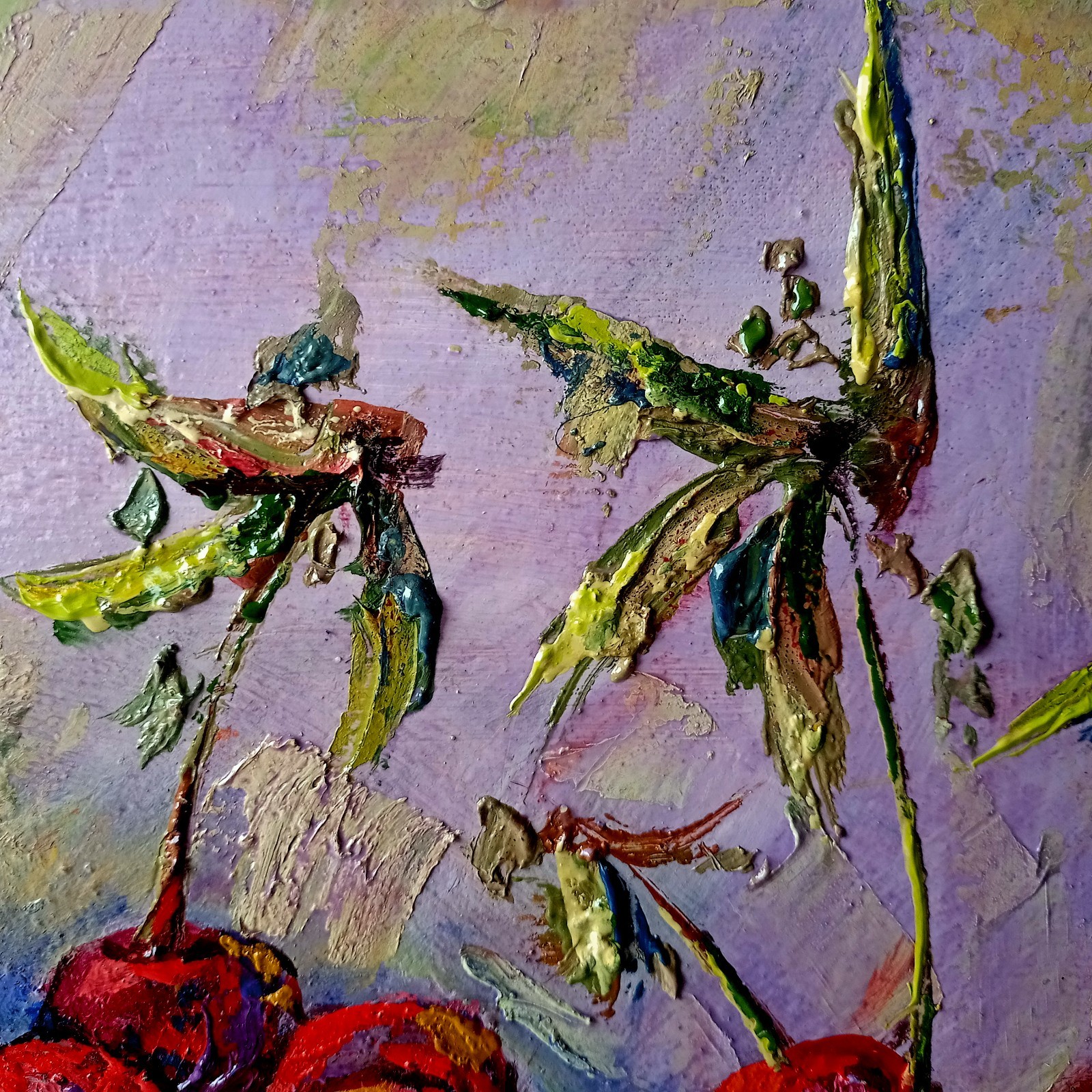 Pomegranate Impasto Painting Original Art Impression Oil Painting 16 x 12 in