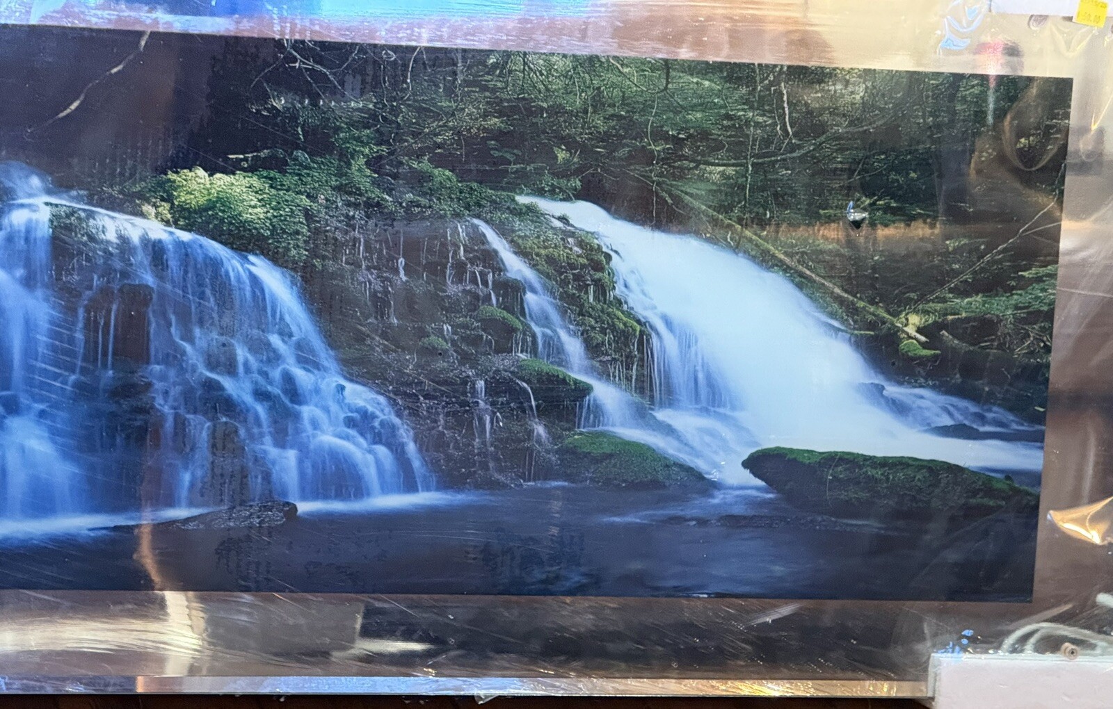NEW Vintage First Waterfall Large Light Picture 39″x19″ Waterfall river scene