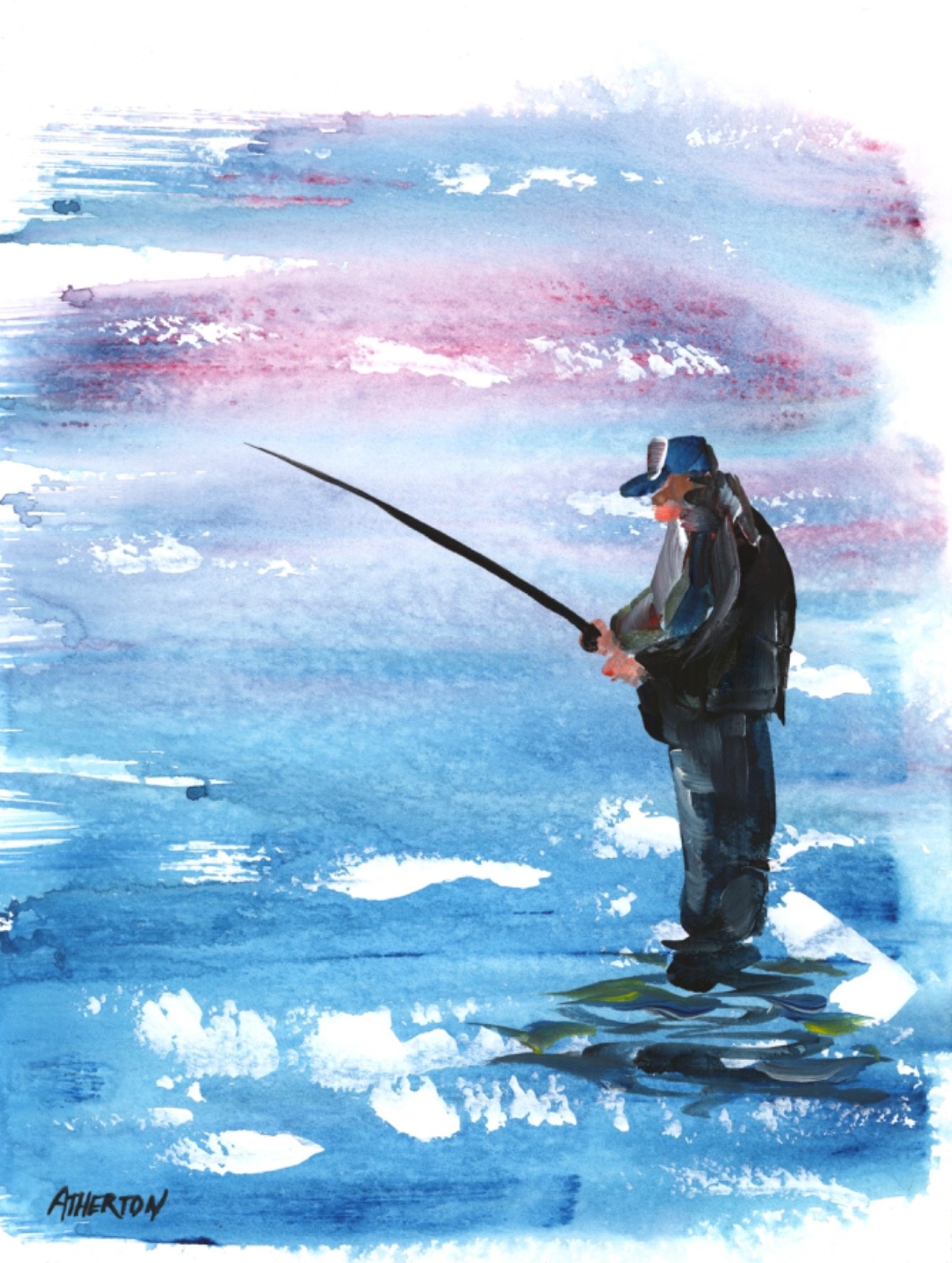 9×12 Original Fly Fishing River Painting Art Acrylic Father’s Day Fisherman