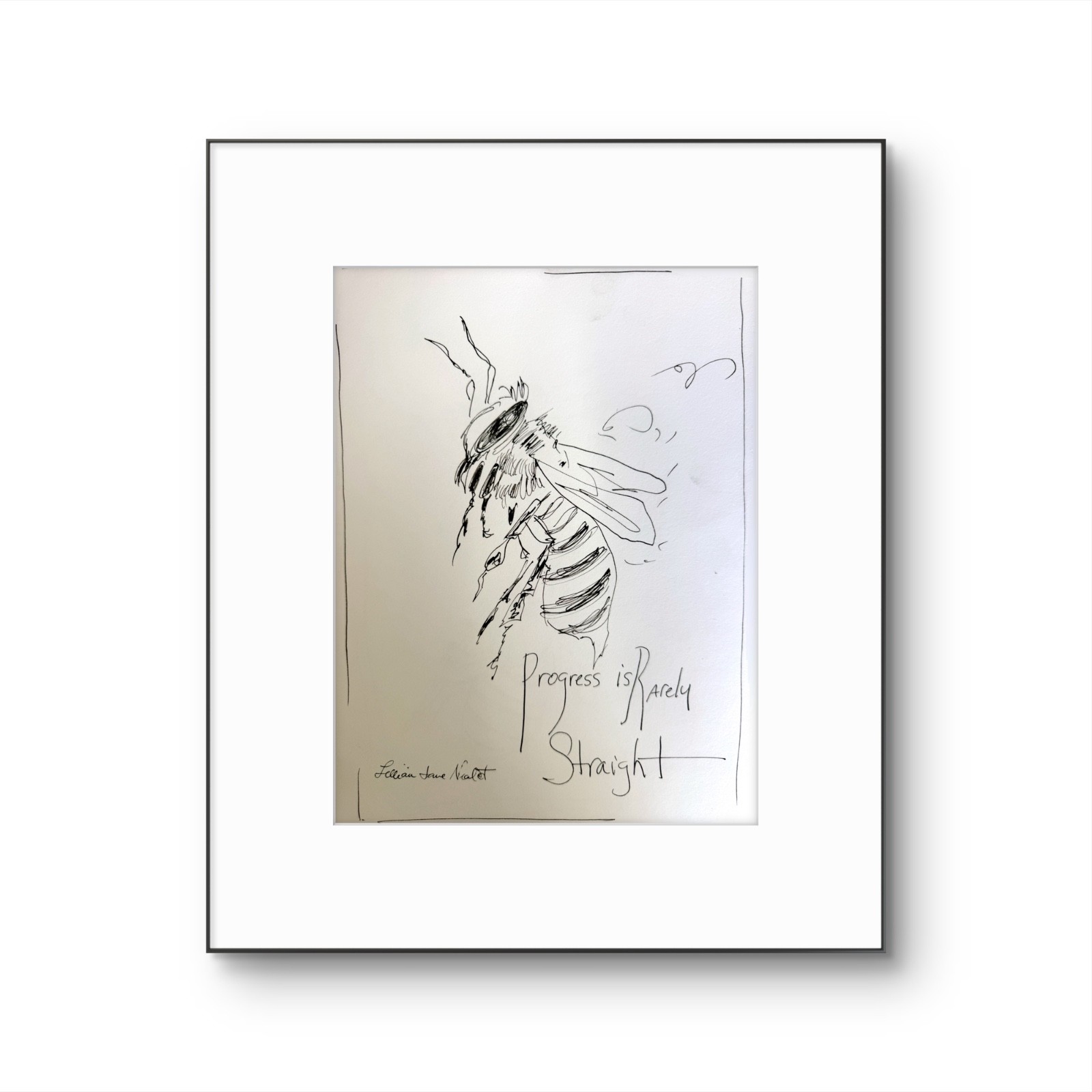 Abstract Bee 9″x12″Original Paper Ink Encouragement Home Decor Art