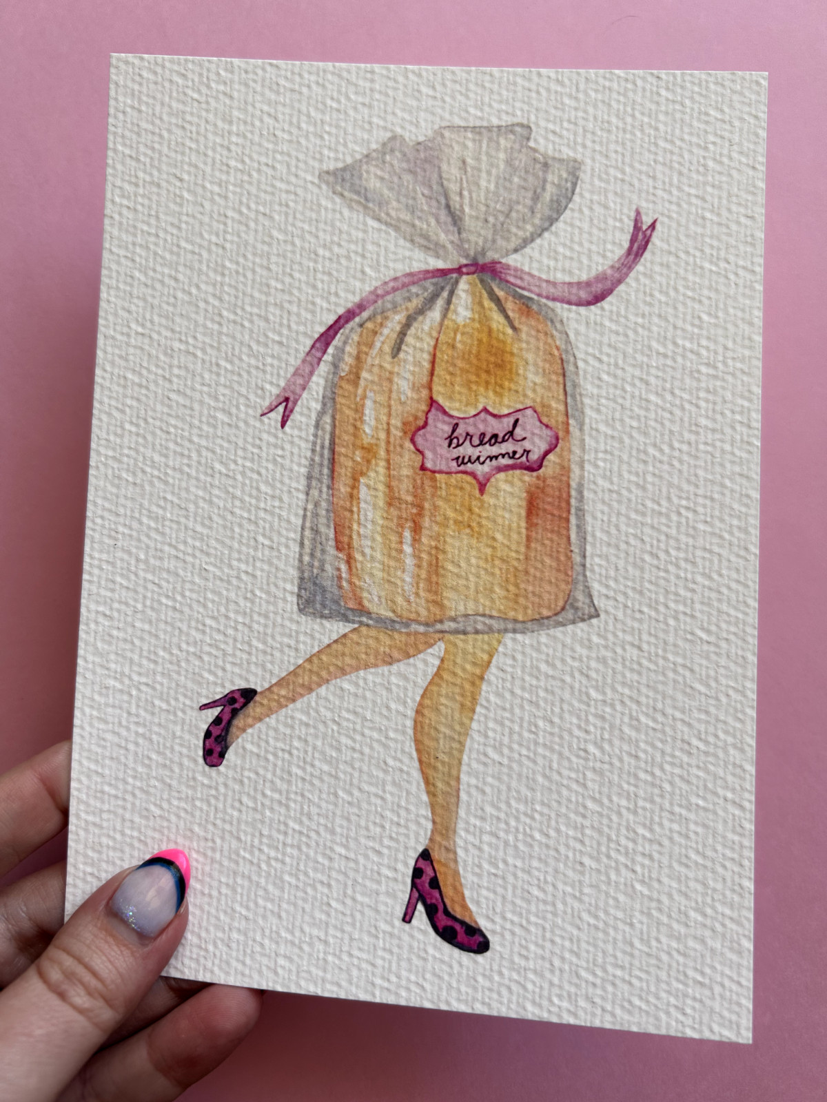 Art Print Sawyer Crane Leg Series 5×7 Breadwinner feminist humor cute pink