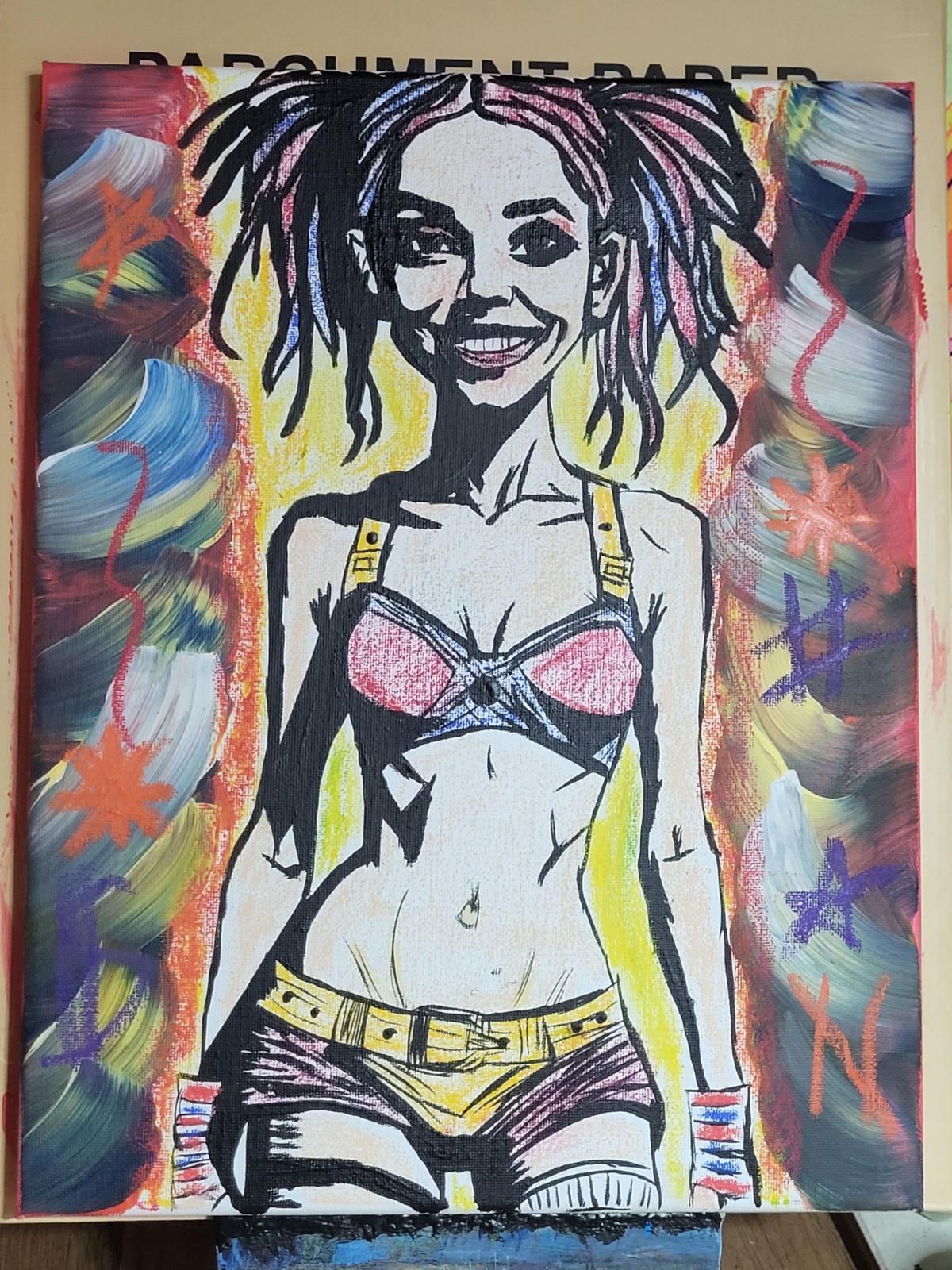 Abstract Painting 11×14 Original Art – Expressionist Street Pop Art Wall Decor