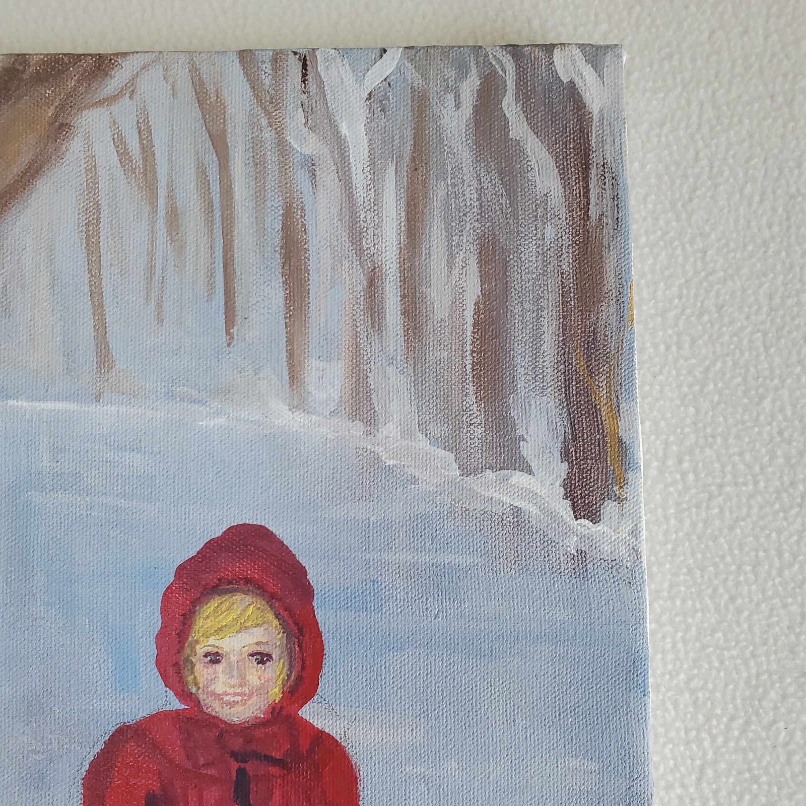 Little Red Riding Hood /Girl One of a Kind OOAK Art Painting on Canvas signed AK