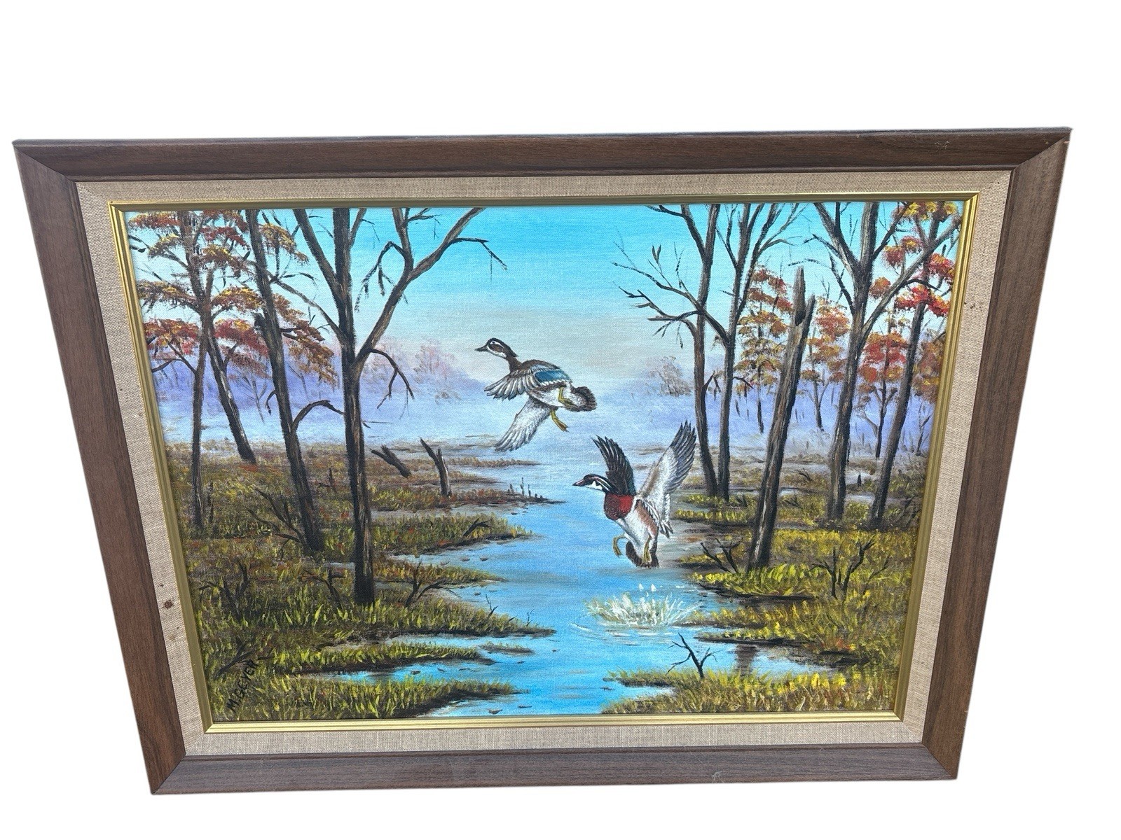 Milton Geyer Duck Decoy Carver Green Bay Wisconsin Original Painting Signed