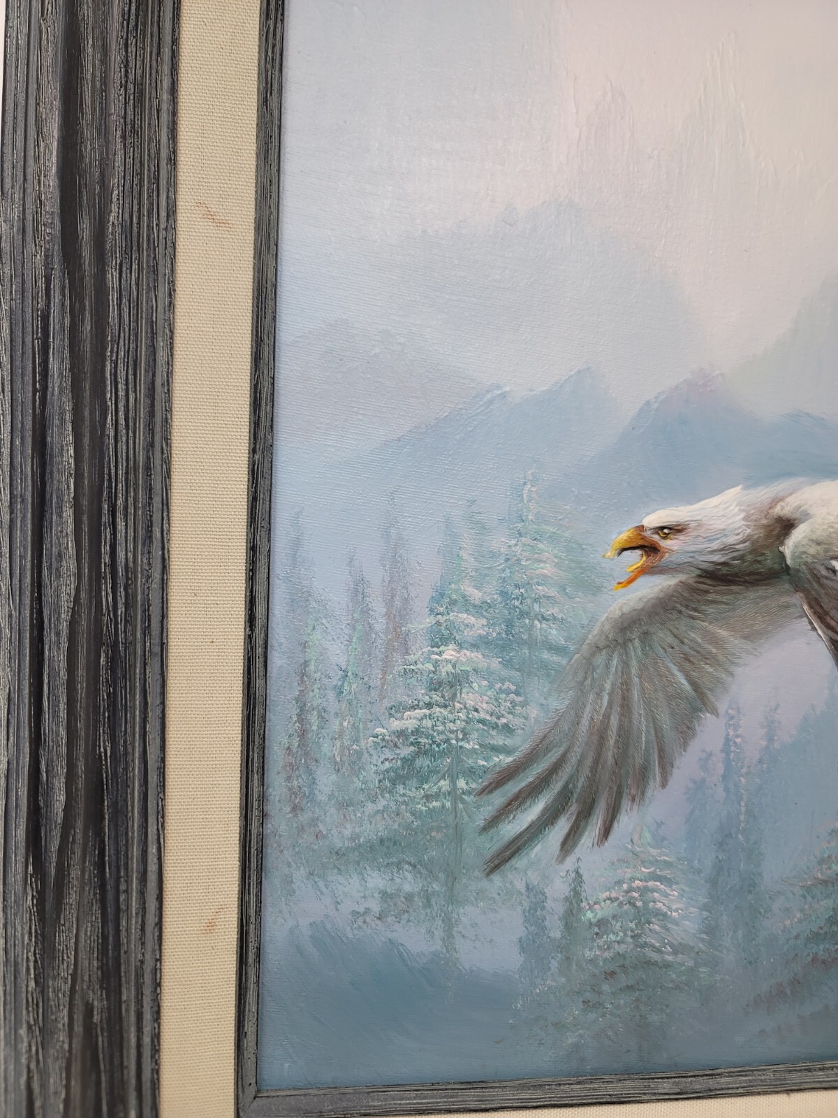 Bald Eagle in Flight Signed C. Benolt 3D Oil Framed