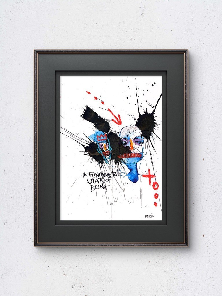 Original Ink Portrait Painting A4 Mixed Media Neo-Expressionism Signed COA #7