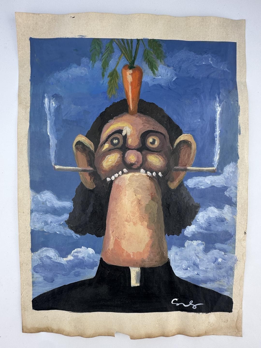 George Condo COA Art Painting Original Drawing Vintage