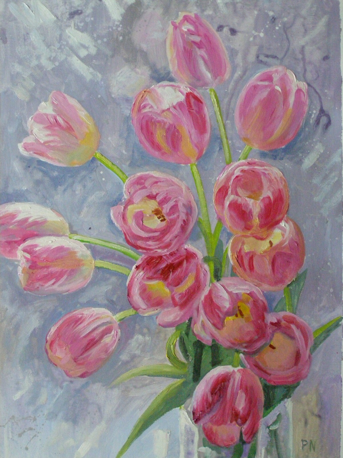 TULIPS FLOWERS Original Oil Stretched Painting Art By Artist