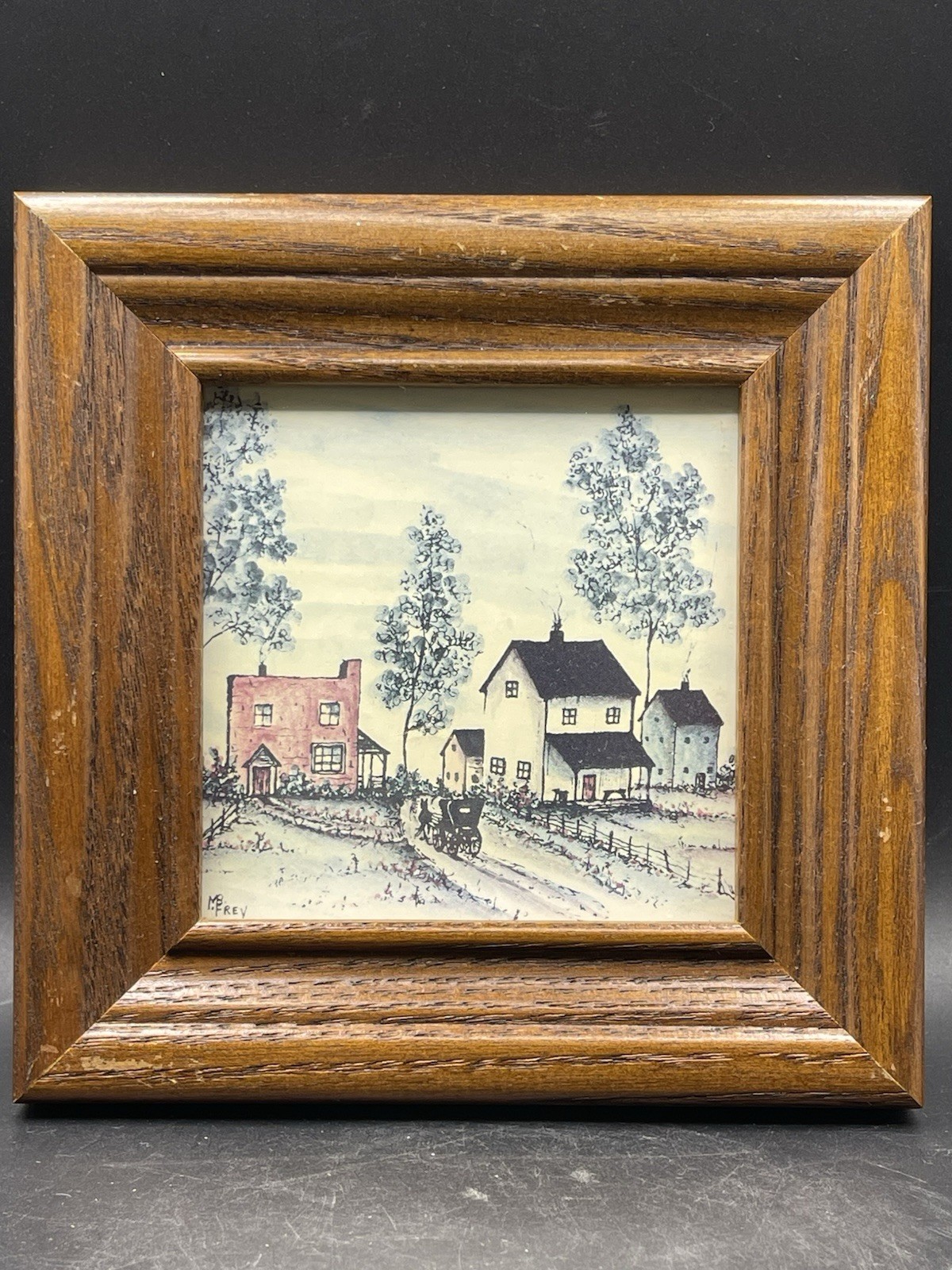 Framed Watercolor Pen Ink Painting Signed by Artist M Frey