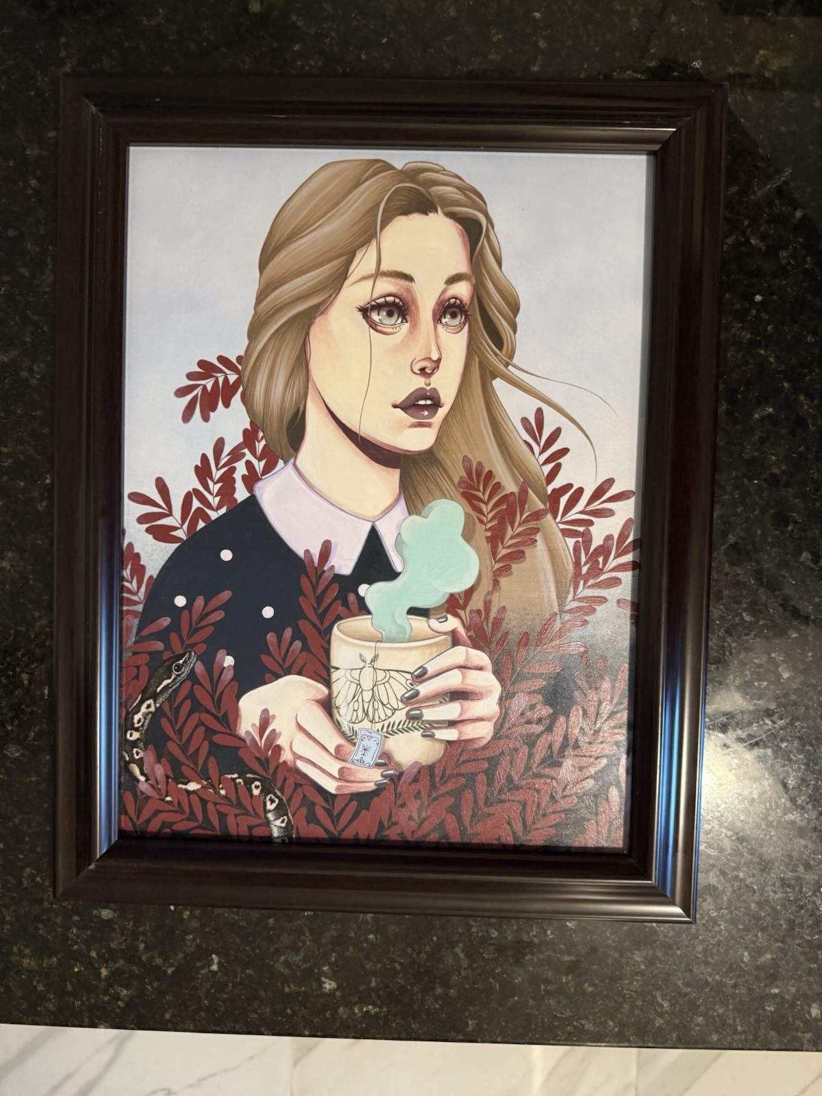 Elisabetta Boscolo Signed Acrylic Painting Framed Fantasy Pop Art Surrealist