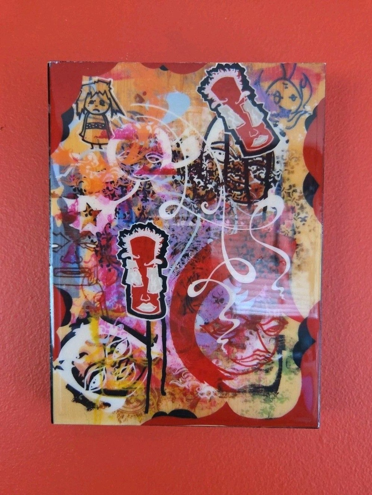 Vtg Jeff Claassen Resin On Wood Pop Surrealism Urban Folk Art San Luis Obispo