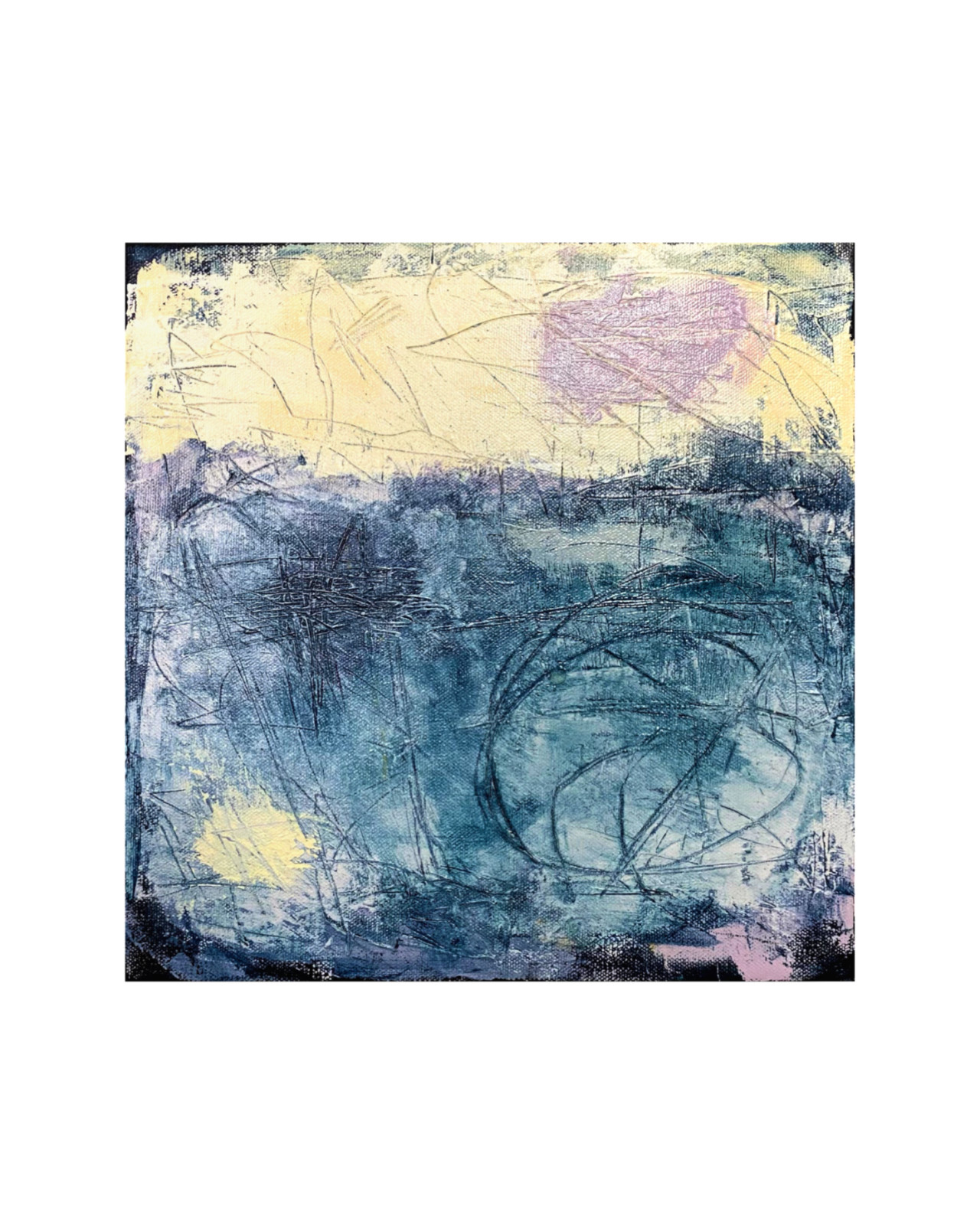 Original Abstract Expressionist Landscape Painting 12×12 Canvas Coastal Wall Art