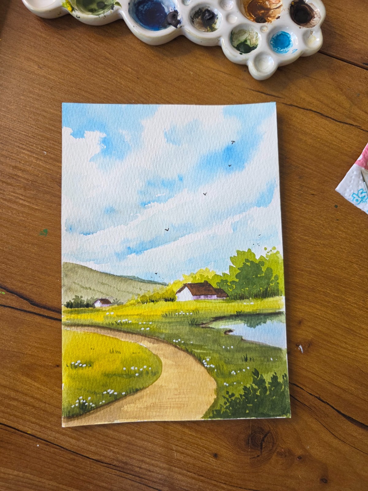 Original Pre-Matted Watercolor Landscape Painting
