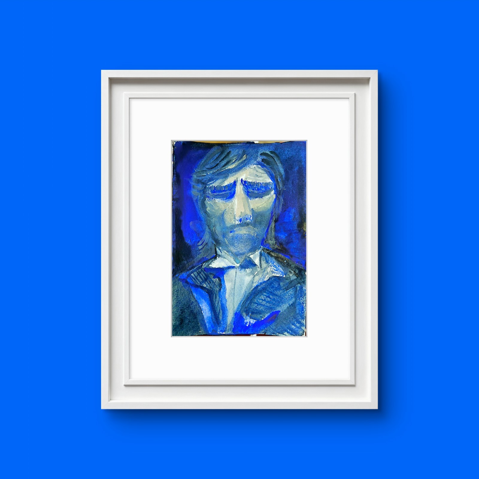 A Man In Pain Original Expressionism Watercolor On Cotton Paper Abstract 5×7