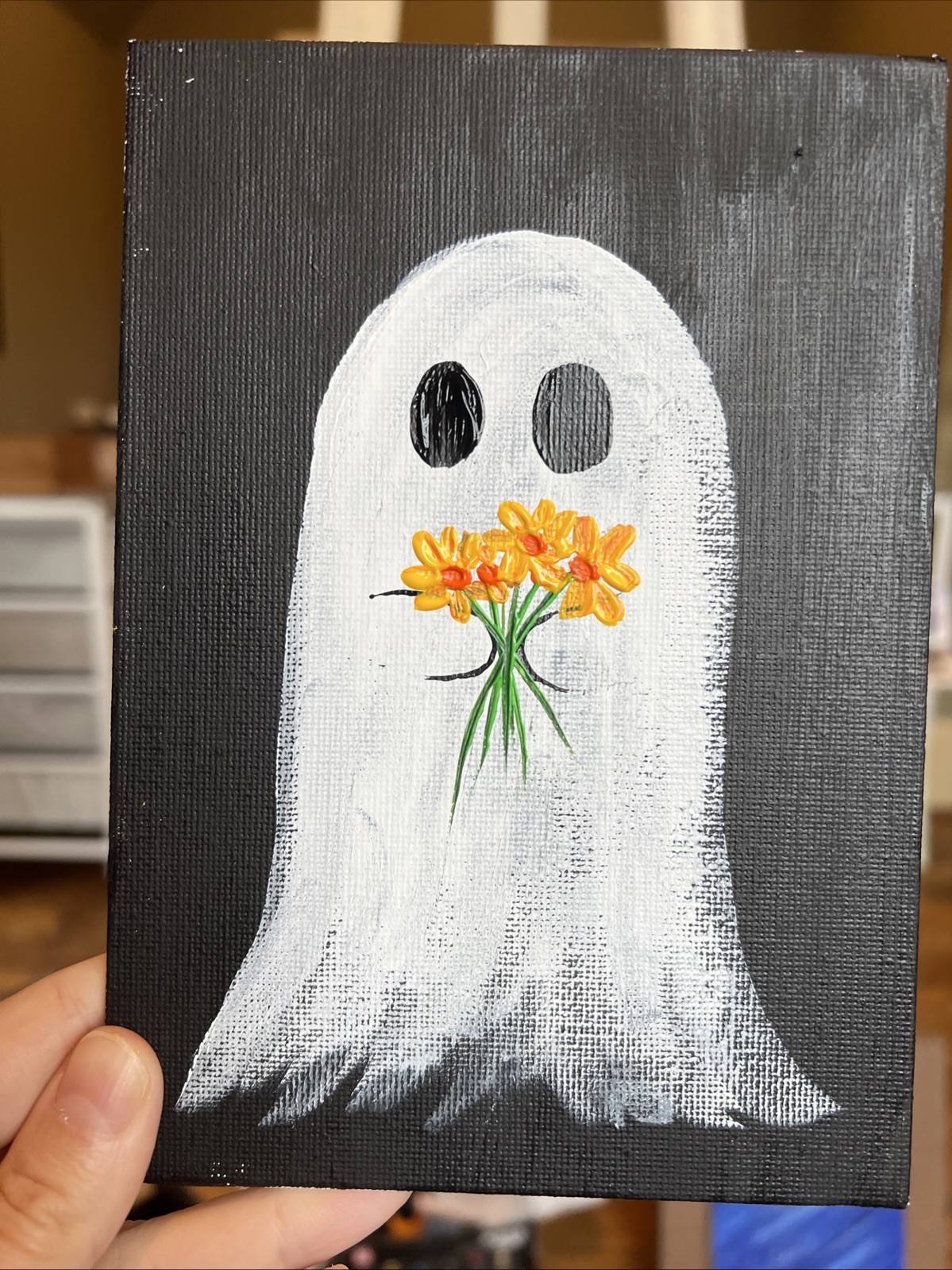 Ghost,Halloween,cute,original Acrylic Painting,5/7