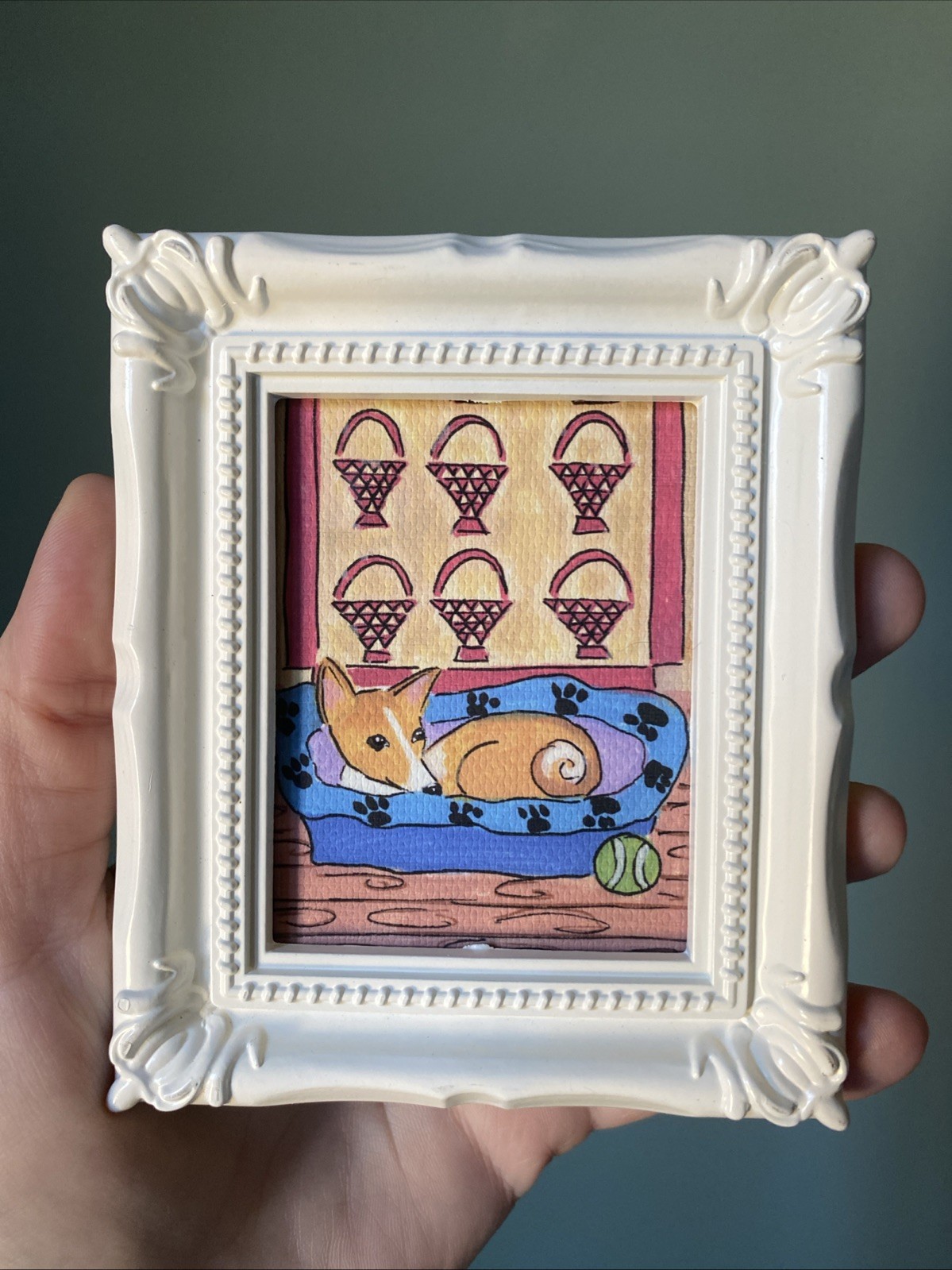 PRINT Dog, Funny Animals Cute,funny, Painting,framed,miniature,small,mini