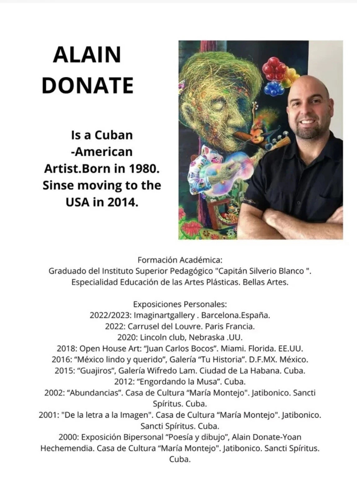 ALAIN DONATE HERNANDEZ ORIGINAL MIXED MEDIA ACRYLIC,INK ON CARDBOARD 9″X 12″