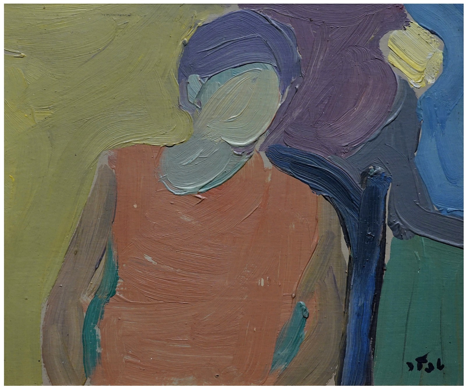 Shmuel Tepler: Seated Woman 1980s / Polish Litvak Jewish Israeli Modernism Oil